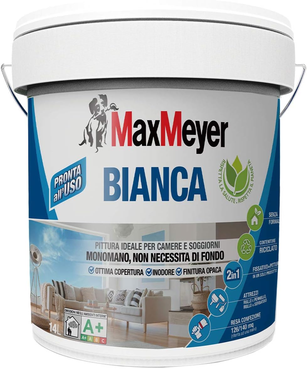 Thumbnail 4 de MAXMEYER Bianca Monomano BMB – Pittura 2 in 1 fissativo e pittura, 0,75 L, Bianco opaco