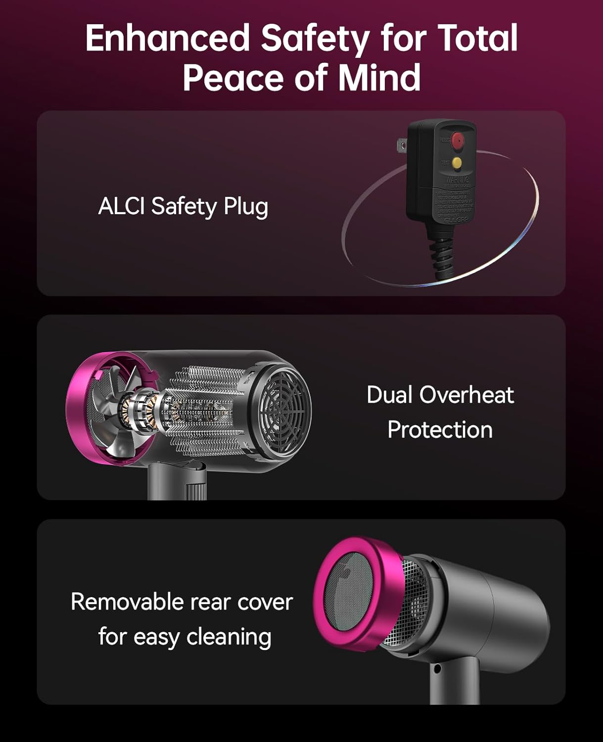 Thumbnail 5 de CONFU Ionic Blow Dryer 1600W Lightweight hairdryer