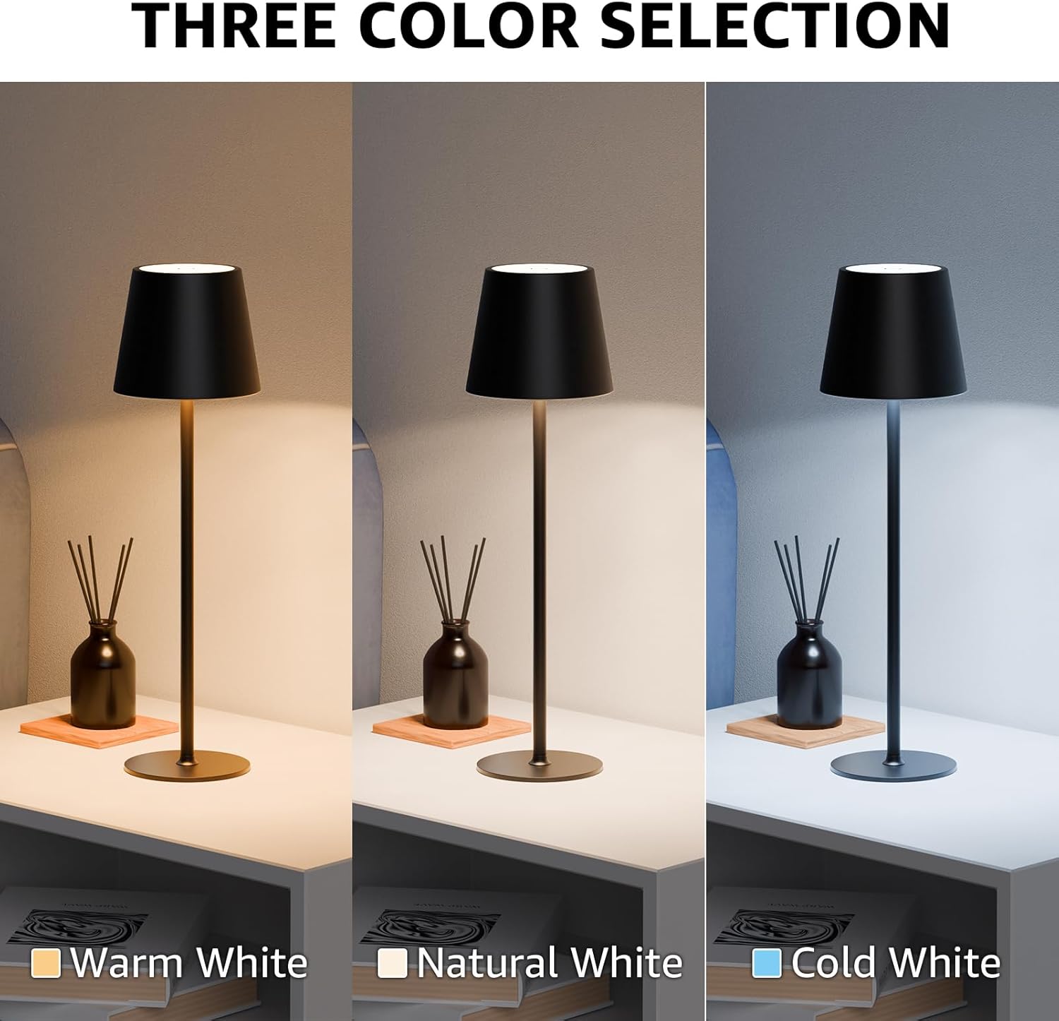 Thumbnail 3 de MALUX LED Tischlampe Kabellos 2er-Set: Touch-Dimming, 2700K–4000K, IP44 wasserdicht, USB-C Aufladung