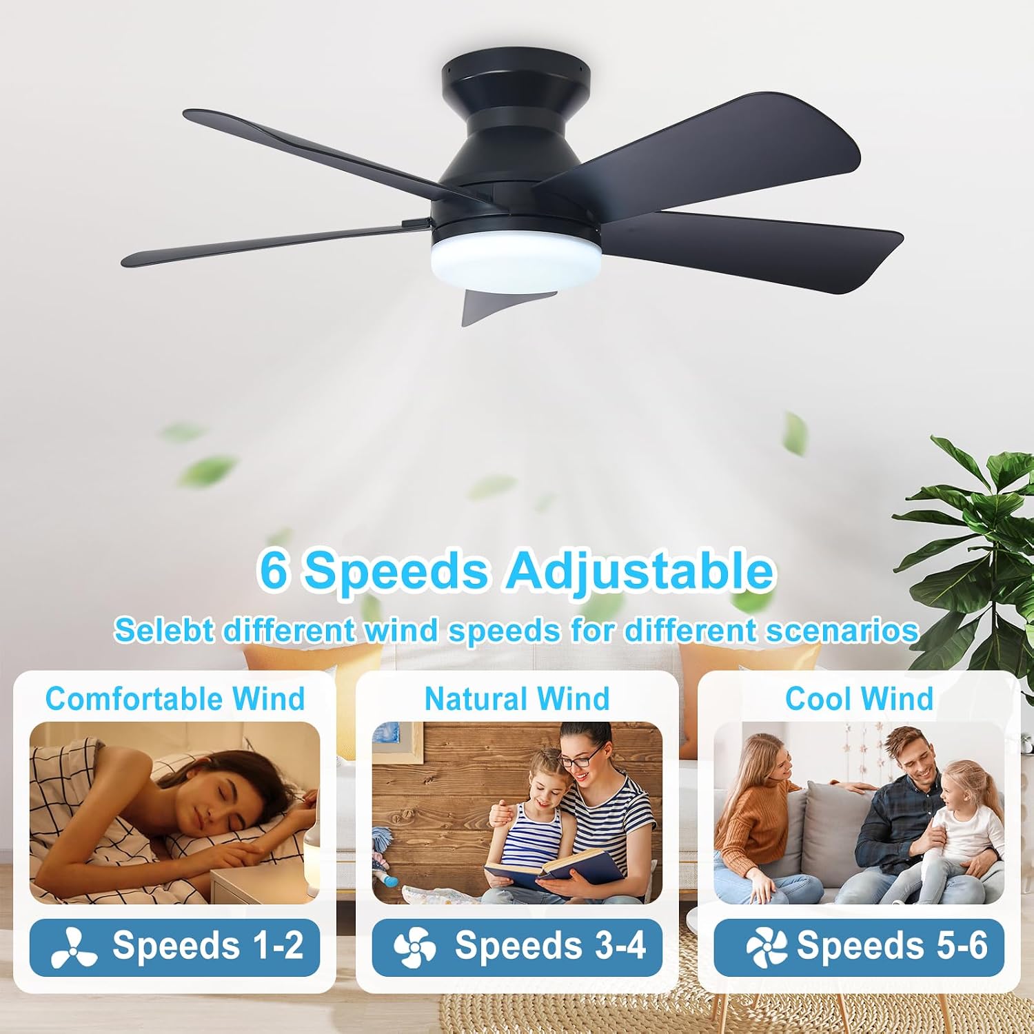 Detalle de Depuley WS-FPZ194-42C 35-Inch Ceiling Fan with Dimmable LED Light