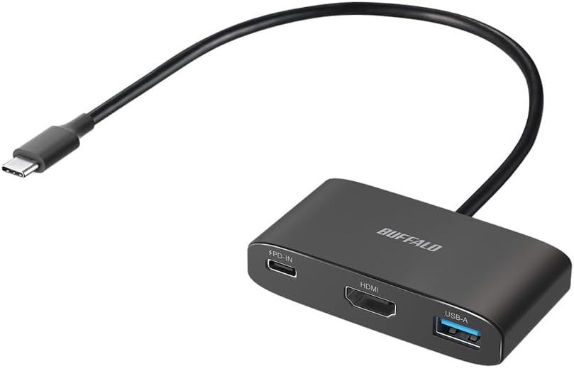 Detalle de バッファロー BSH3U335C1PBK USB-Cハブ 3ポート、PD 90W・4K HDMI・5Gbps対応