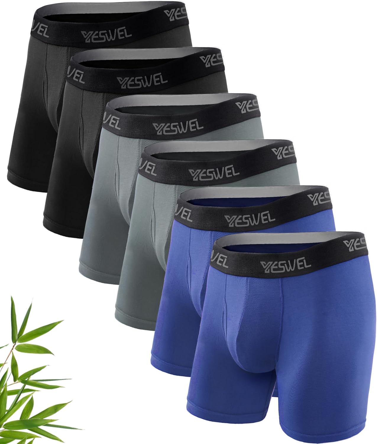Thumbnail 6 de YESWEL Bambus Boxershorts Herren – 6er oder 10er Pack, Langges Bein, Eingriff, atmungsaktiv