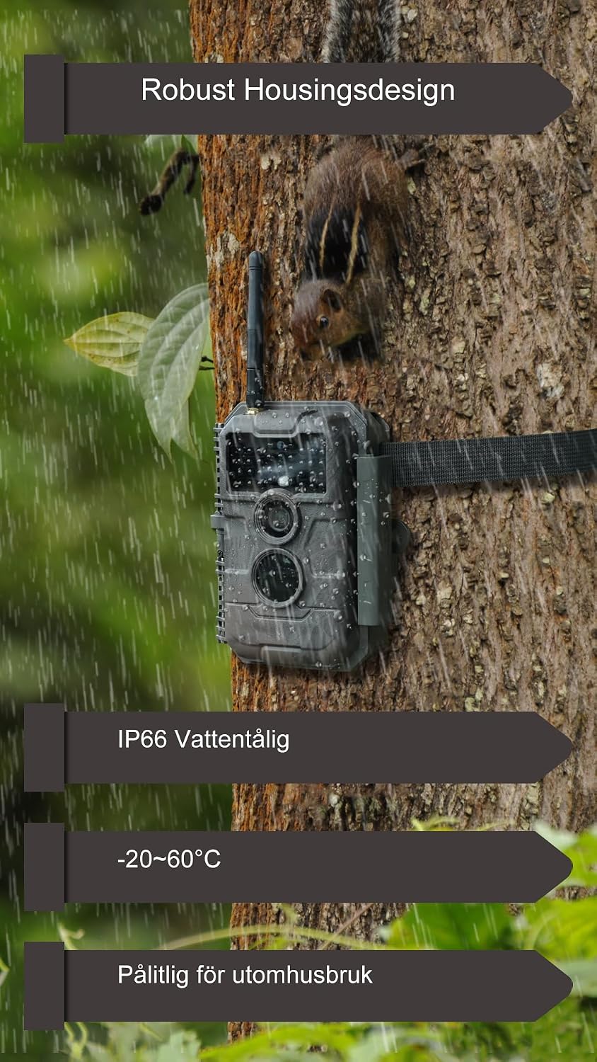 Thumbnail 6 de GardePro E6P viltkamera med Wi-Fi, 64 MP, 110° synfält och uppladdningsbart batteri