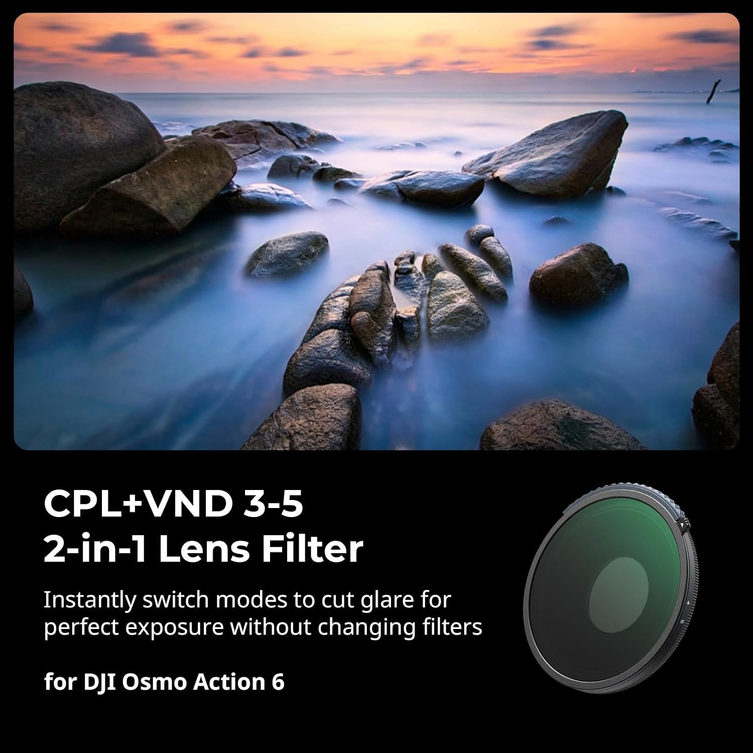 Thumbnail 1 de SMALLRIG 5894 CPL/VND-filter voor DJI Osmo Action 6, ND8-ND32