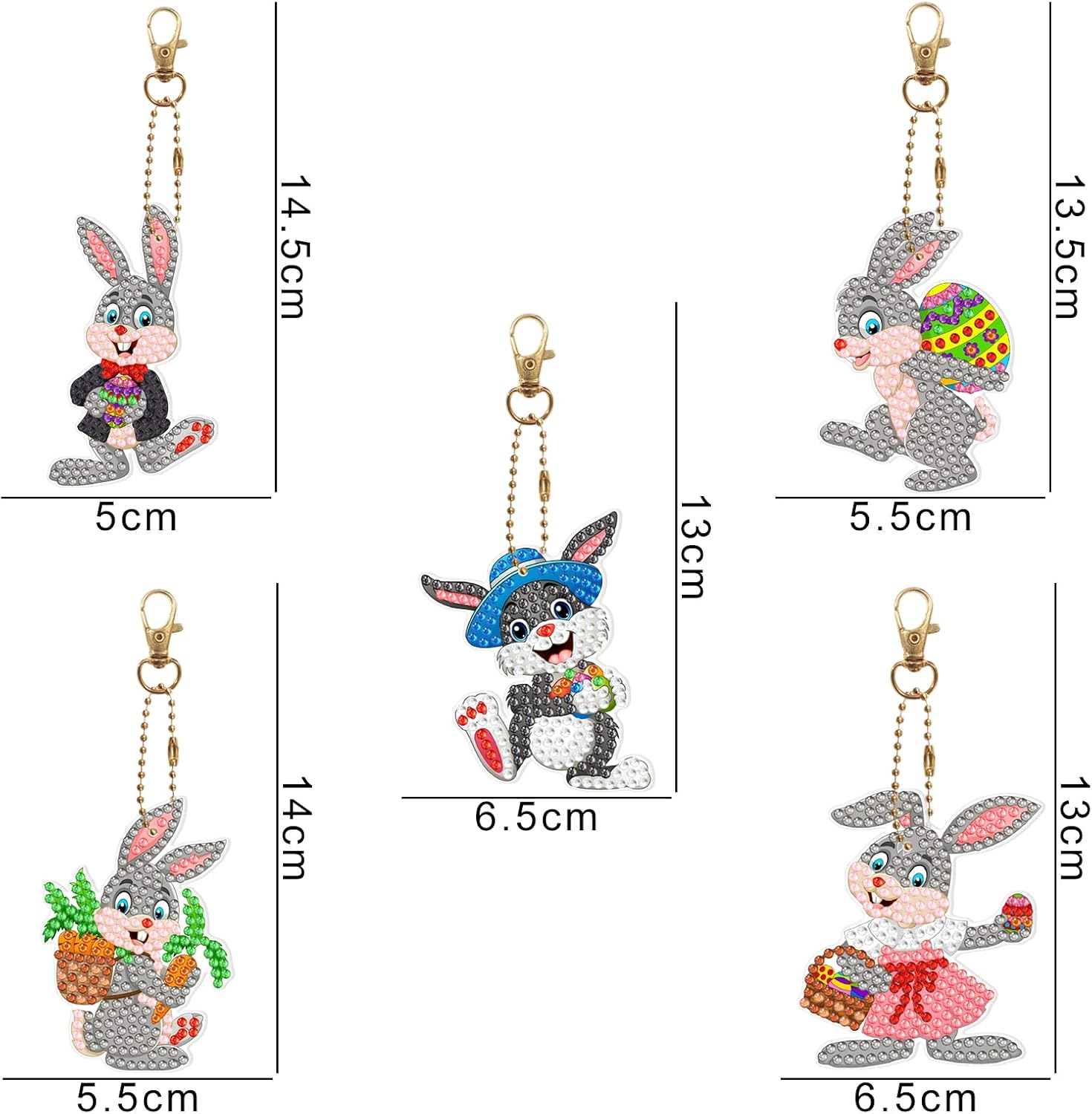 Detalle 2 de Betkuzoka Diamond Art Keychains, 5-Piece Set