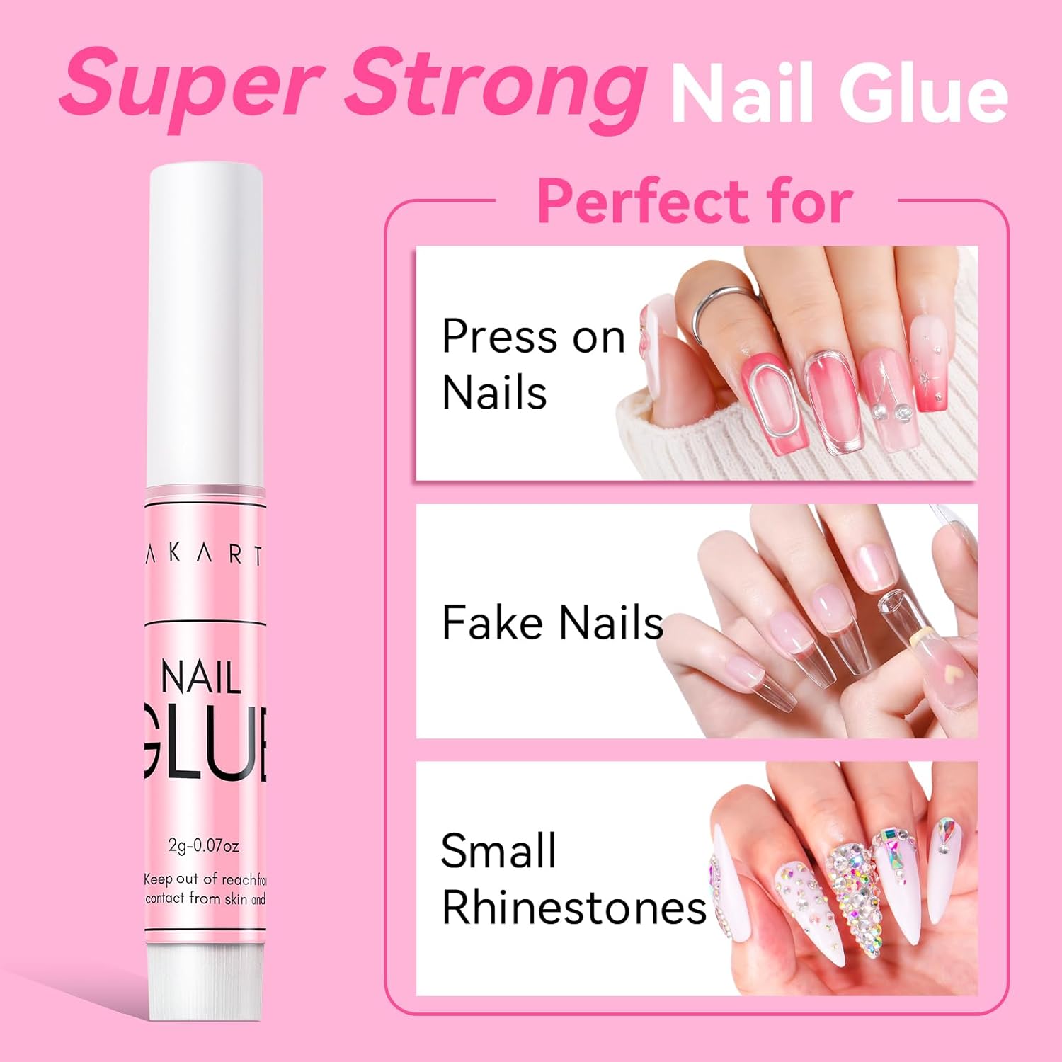 Detalle 2 de MAKARTT Extra Strong Nail Glue with Brush (5 x 7ml) – Quick-dry adhesive for acrylic nails, tips & repairs