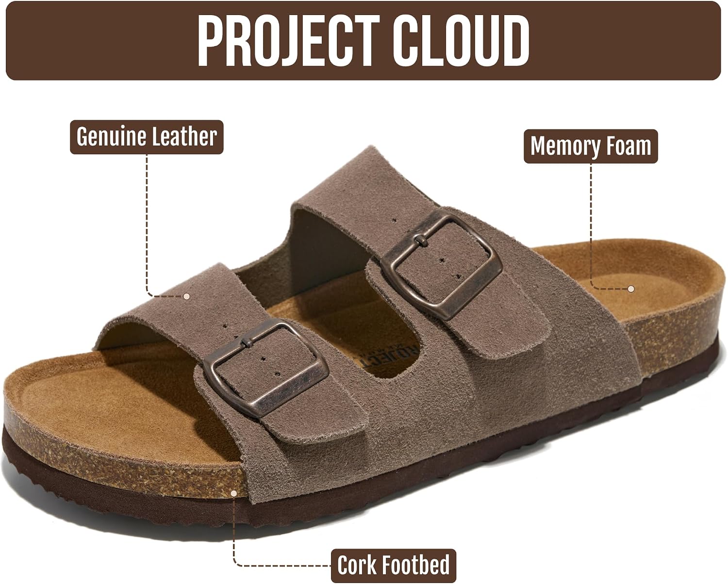 Thumbnail 1 de Project Cloud Heritage Men's Sandals: 100% Genuine Leather with Memory Foam Insole
