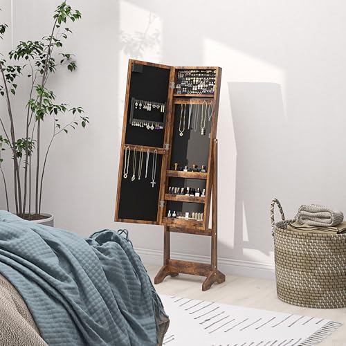Thumbnail 8 de HOMCOM Specchio Portagioie con Luce LED – 36x30x136 cm, Marrone Rustico