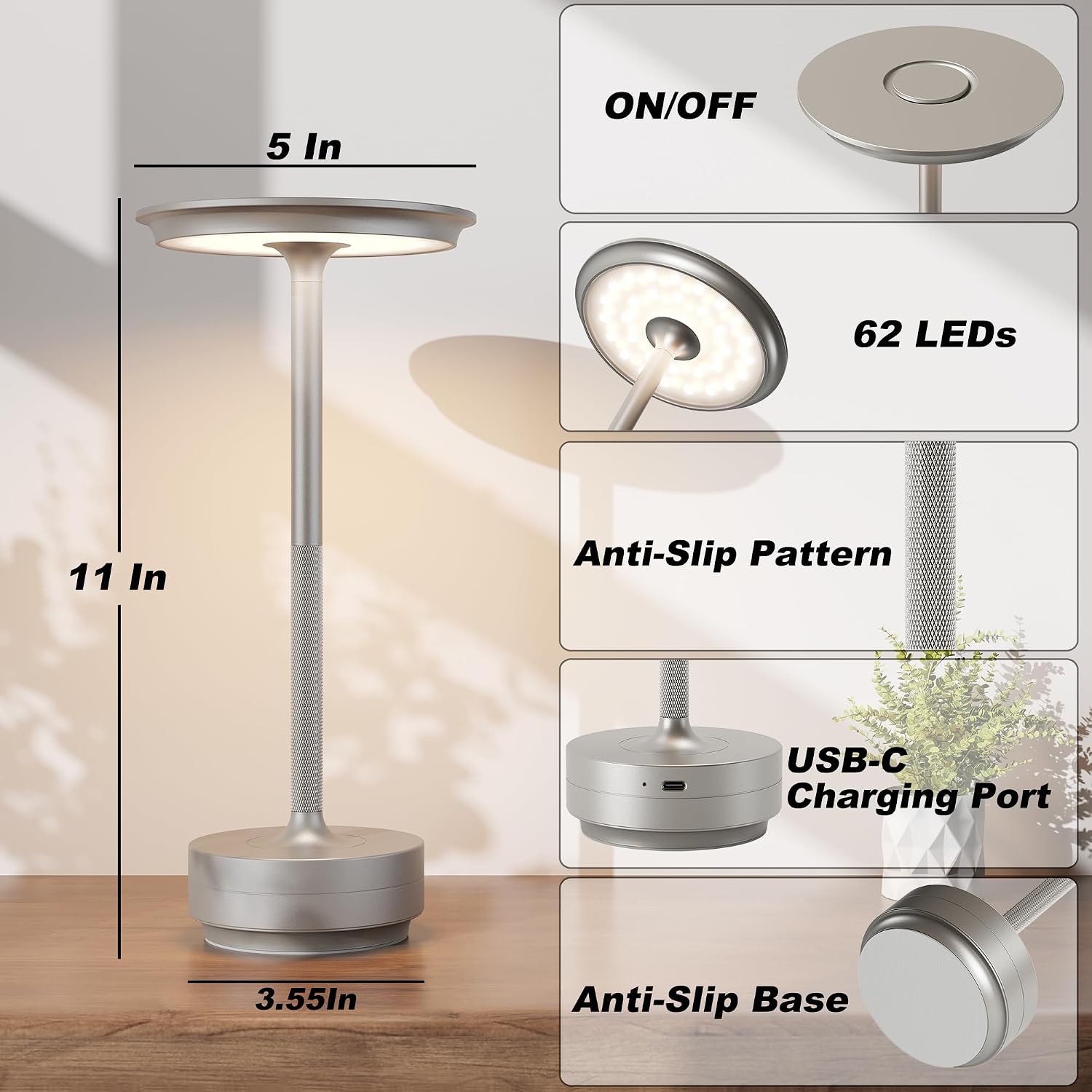 Thumbnail 6 de TBBGA 2 Pack Rechargeable Table Lamps 5000mAh