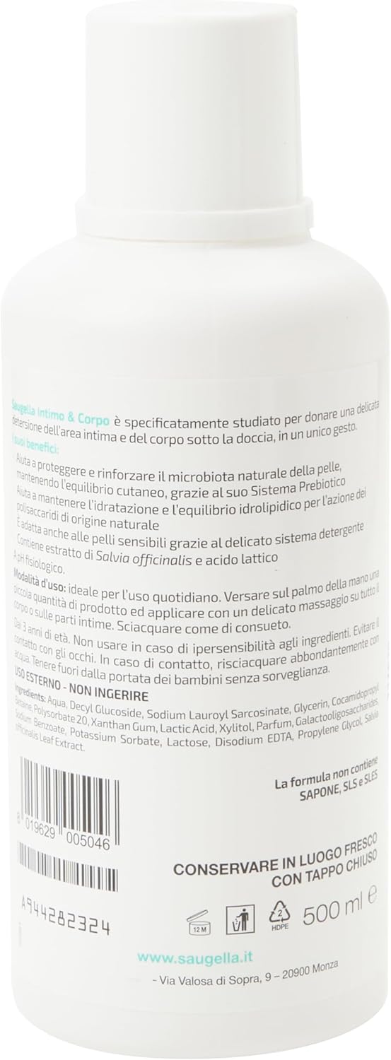 Thumbnail 2 de Saugella Detergente Intimo e Corpo 2in1 Bagnoshiuma Delicato con Sistema Prebiotico, Salvia e Acido Lattico da 500 ml