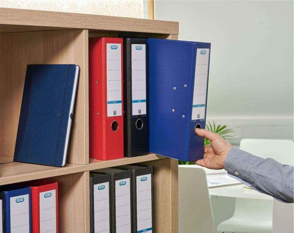 Detalle de ELBA Ordner A4 smart Original – 3er-Set, 8 cm Rückenbreite, rot/blau/schwarz