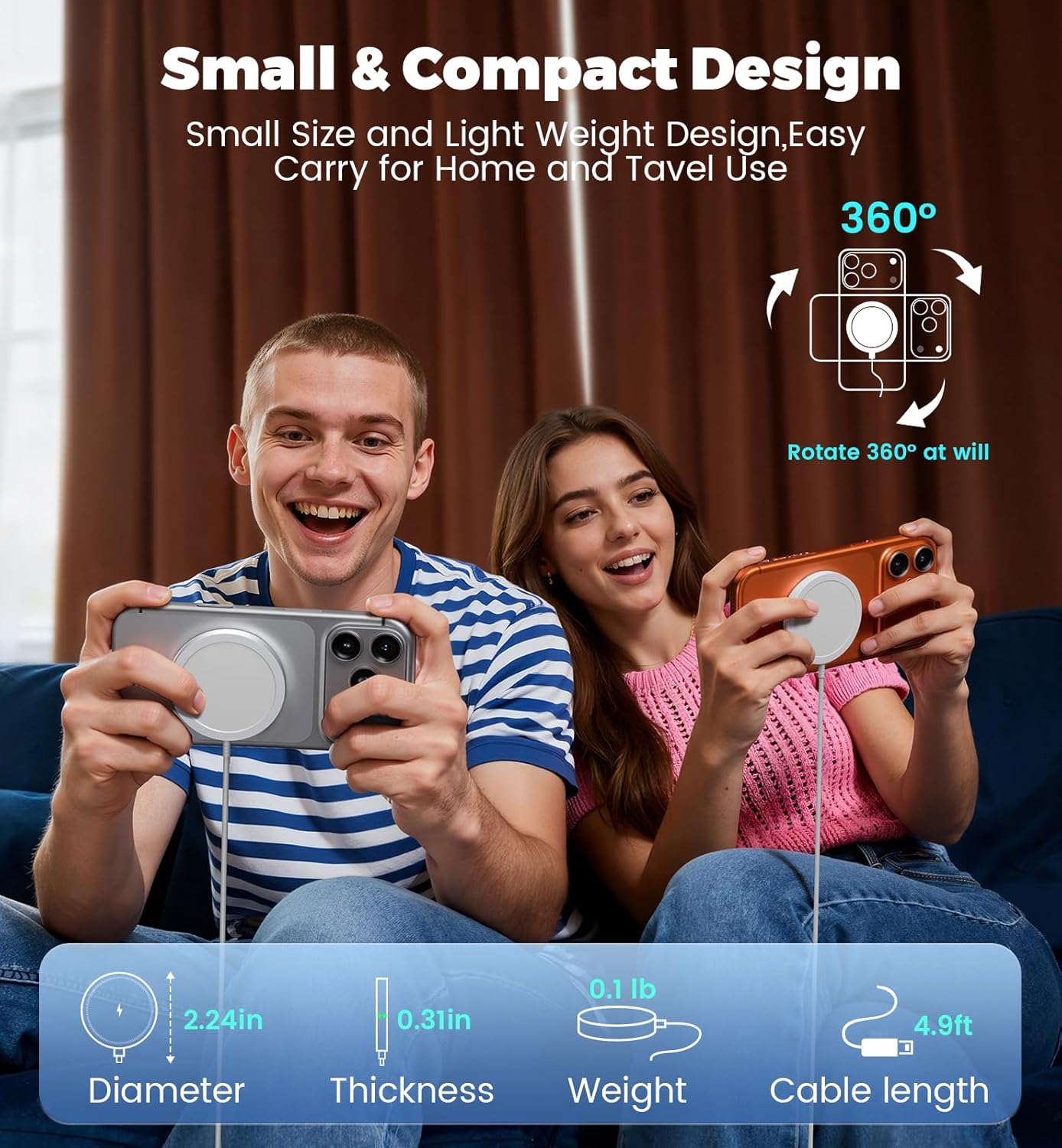 Detalle 2 de Magnetic Wireless Charger for MagSafe – Fast Charging Wireless Pad for iPhone 17/16/15/14/13/12 & AirPods