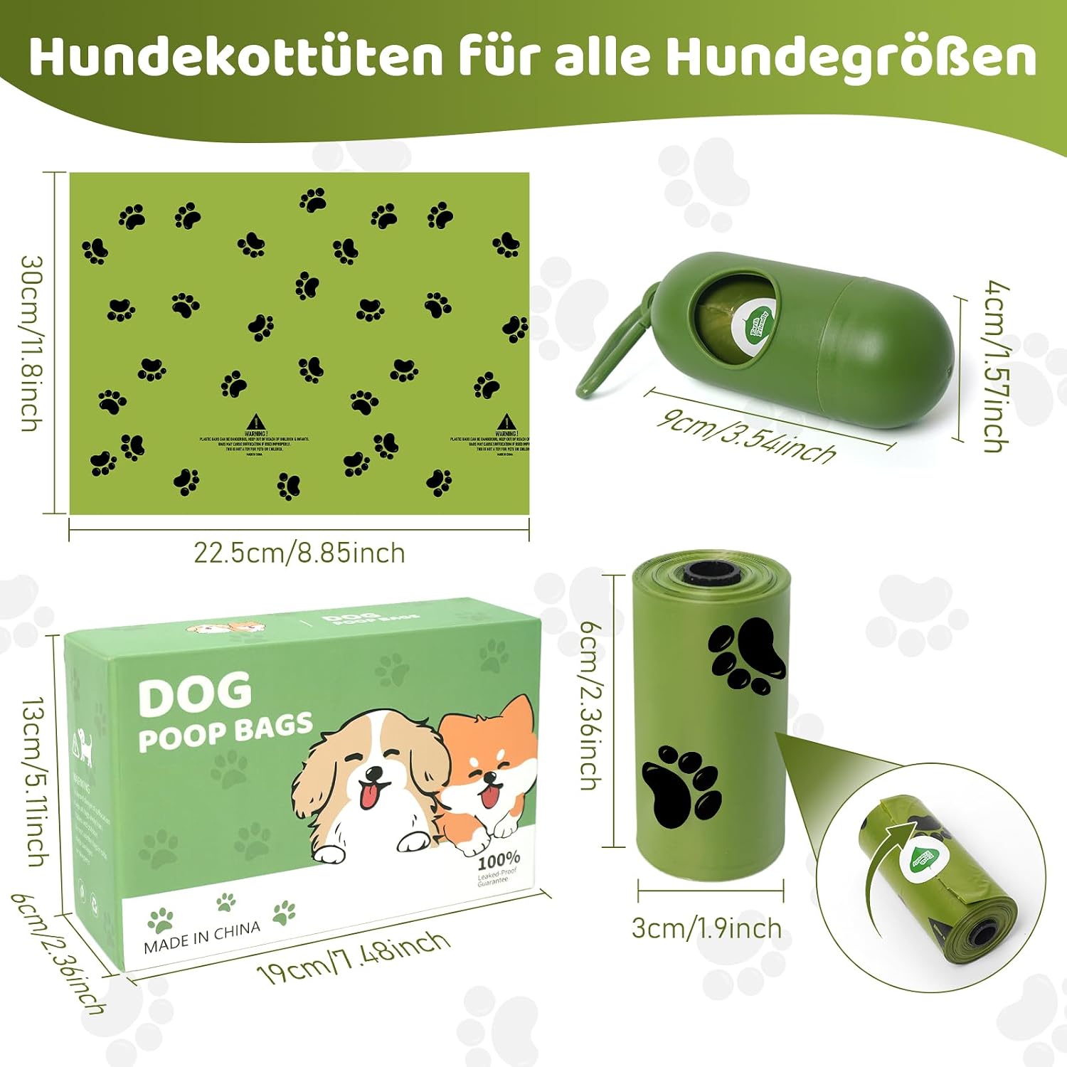 Detalle de Hundekotbeutel 300 Beutel Extra Stark (biologisch abbaubar, geruchsneutralisierend) – um ca. 50% dicker