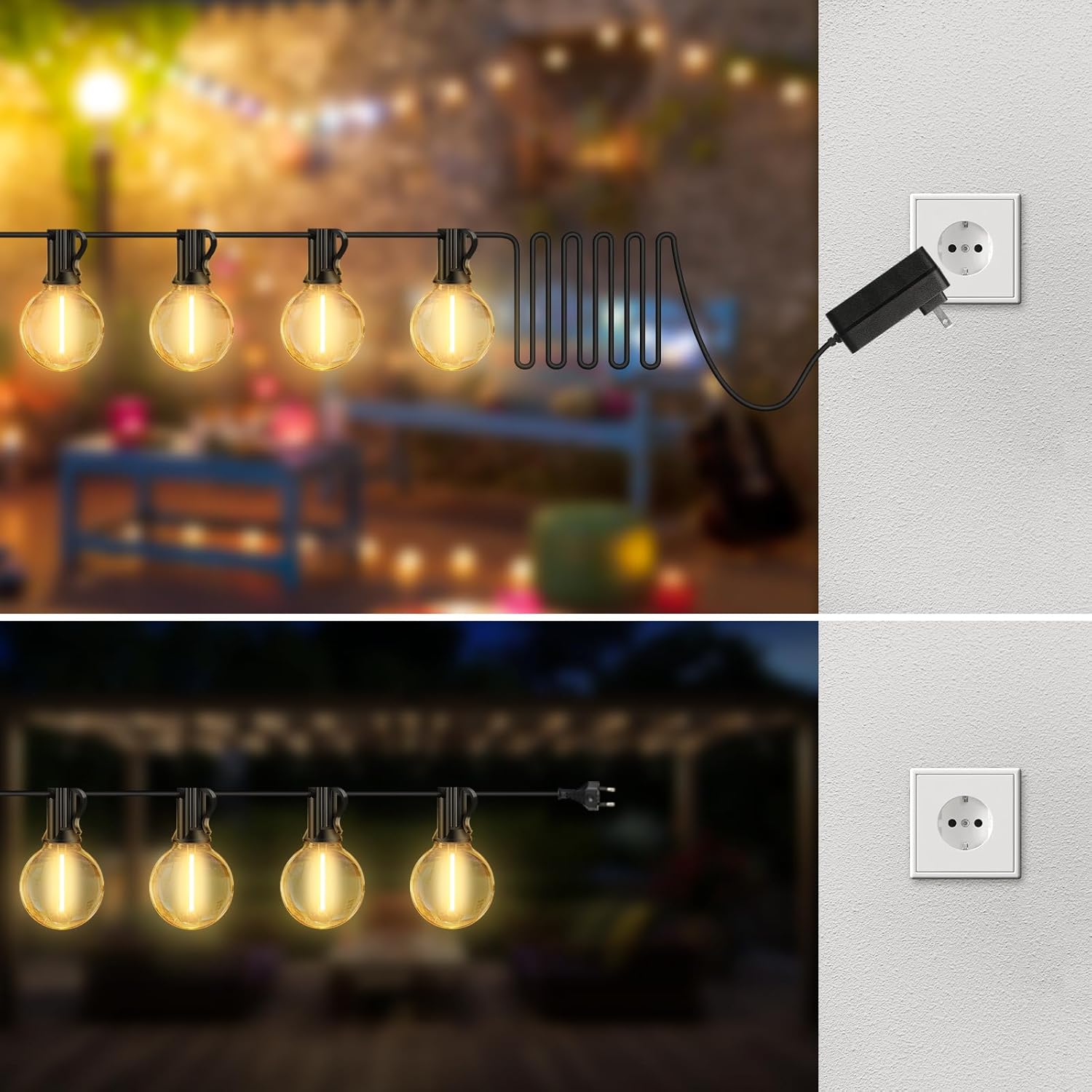 Thumbnail 6 de JEYMORKEY Guirlande lumineuse guinguette extérieure 15 m (18+1) G40 LED avec télécommande