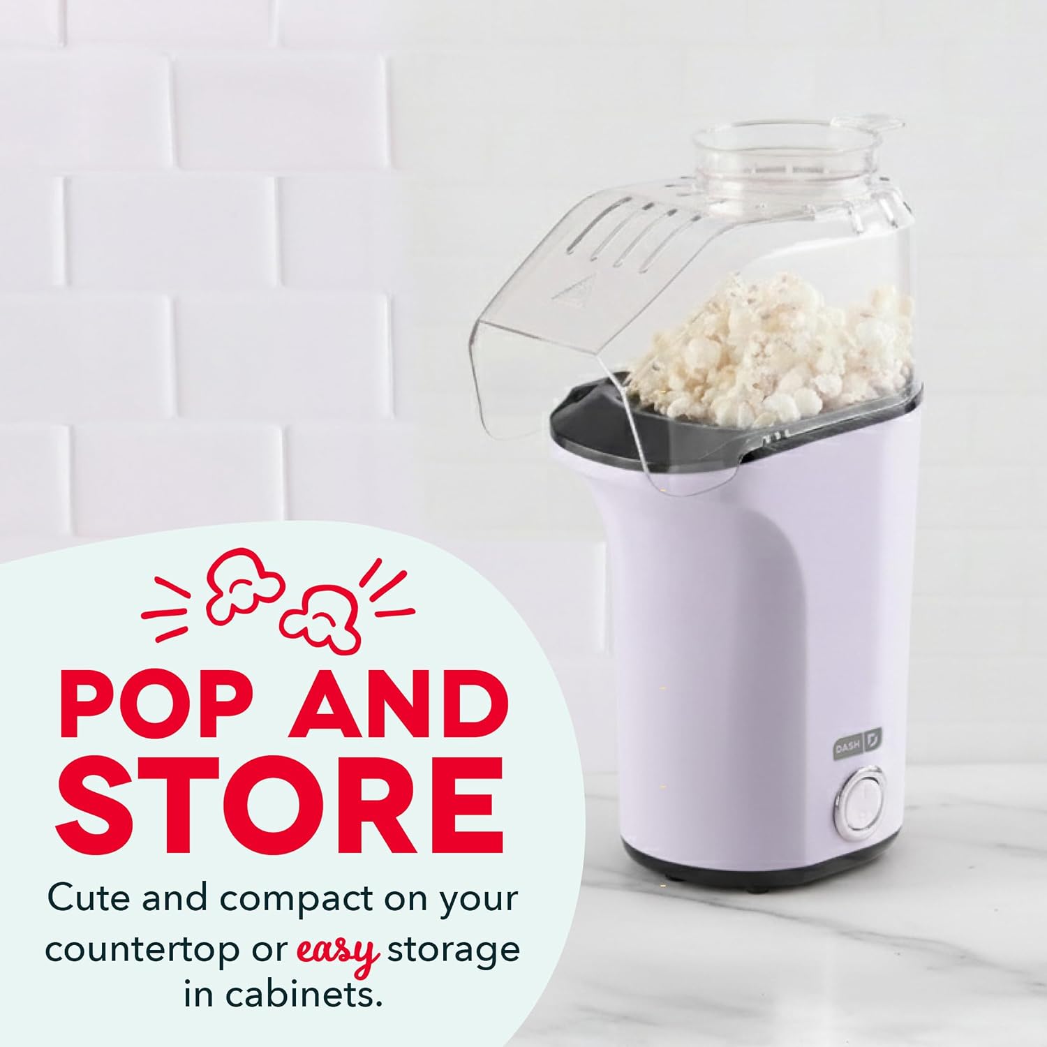 Thumbnail 6 de Dash Hot Air Popcorn Popper Maker (16 Cups) with Measuring Cup to Portion Kernels + Melt Butter, Lavender
