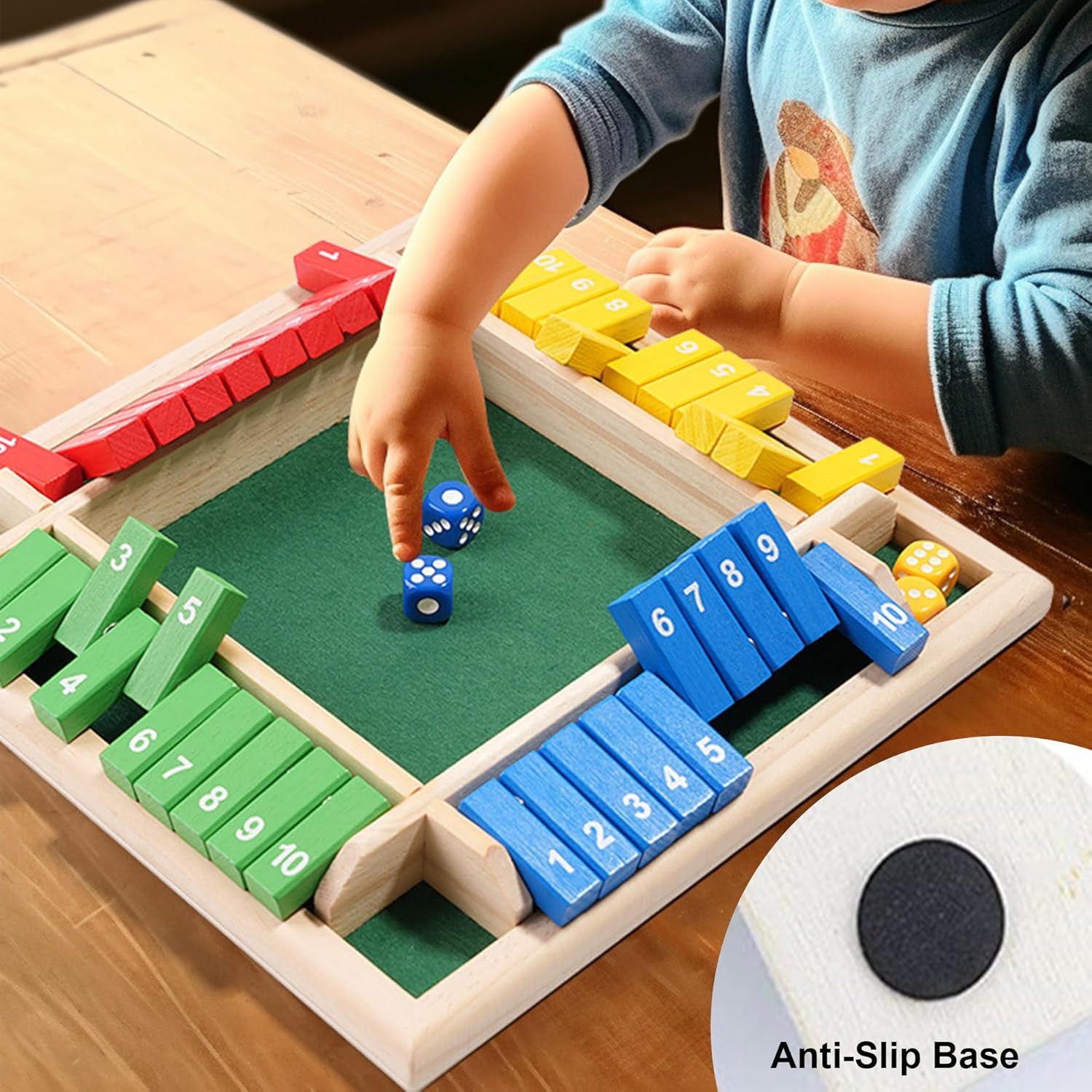Detalle de Shut the Box Würfelspiel für 4 Spieler
