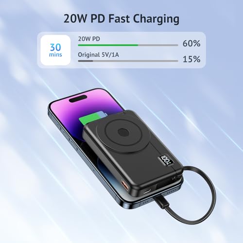 Detalle de Moscsaz Batterie Externe Sans Fil Magnétique 10000mAh pour iPhone et Samsung – Charge Rapide et Induction
