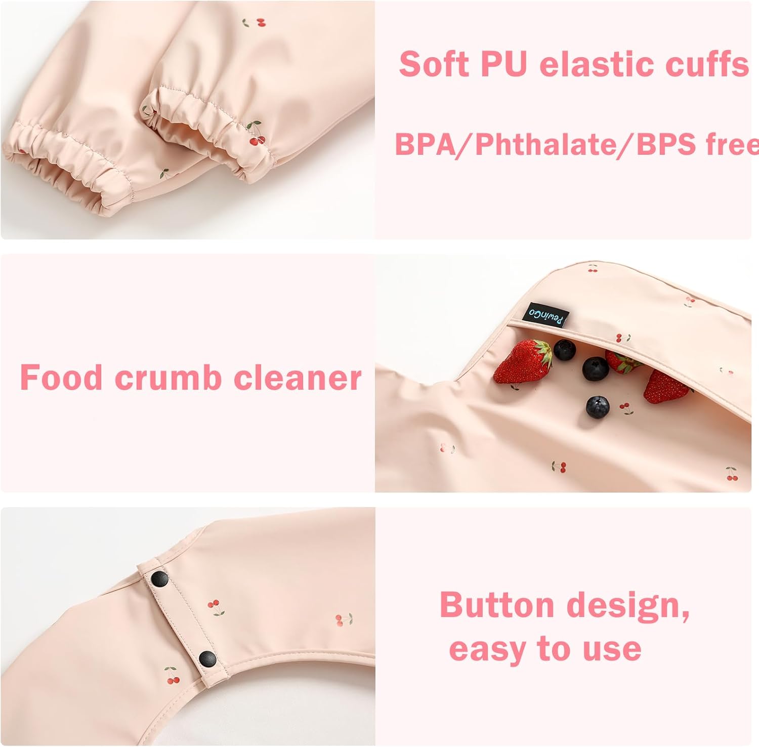 Thumbnail 5 de PewinGo Weaning Bib with Long Sleeves & BLW (M) – Waterproof, Soft PU Coverall Bib for Baby Feeding