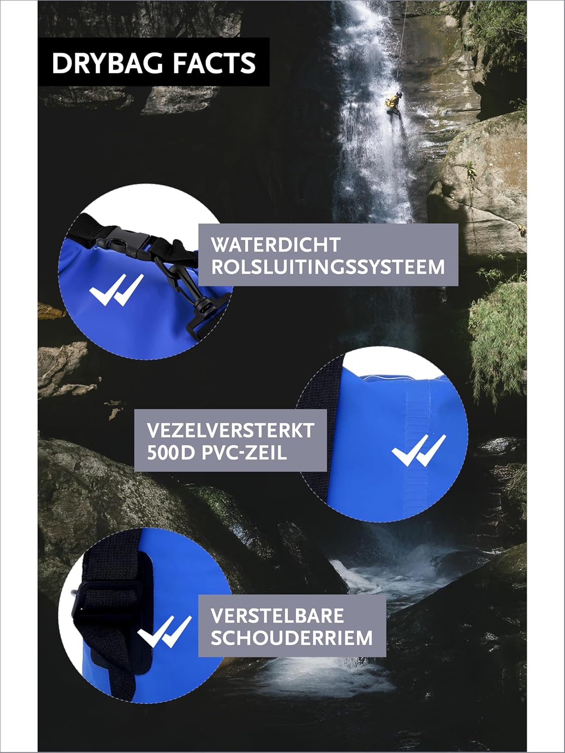 Detalle 2 de DonDon W-BAG-pnt drybag van 500D PVC met verstelbare schouderriem