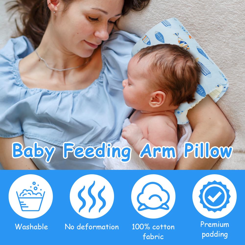 Thumbnail 4 de Aolso Stillkissen Ministillkissen – Armstützkissen für Baby & unterwegs, Himmelblau (Kleiner Fisch)