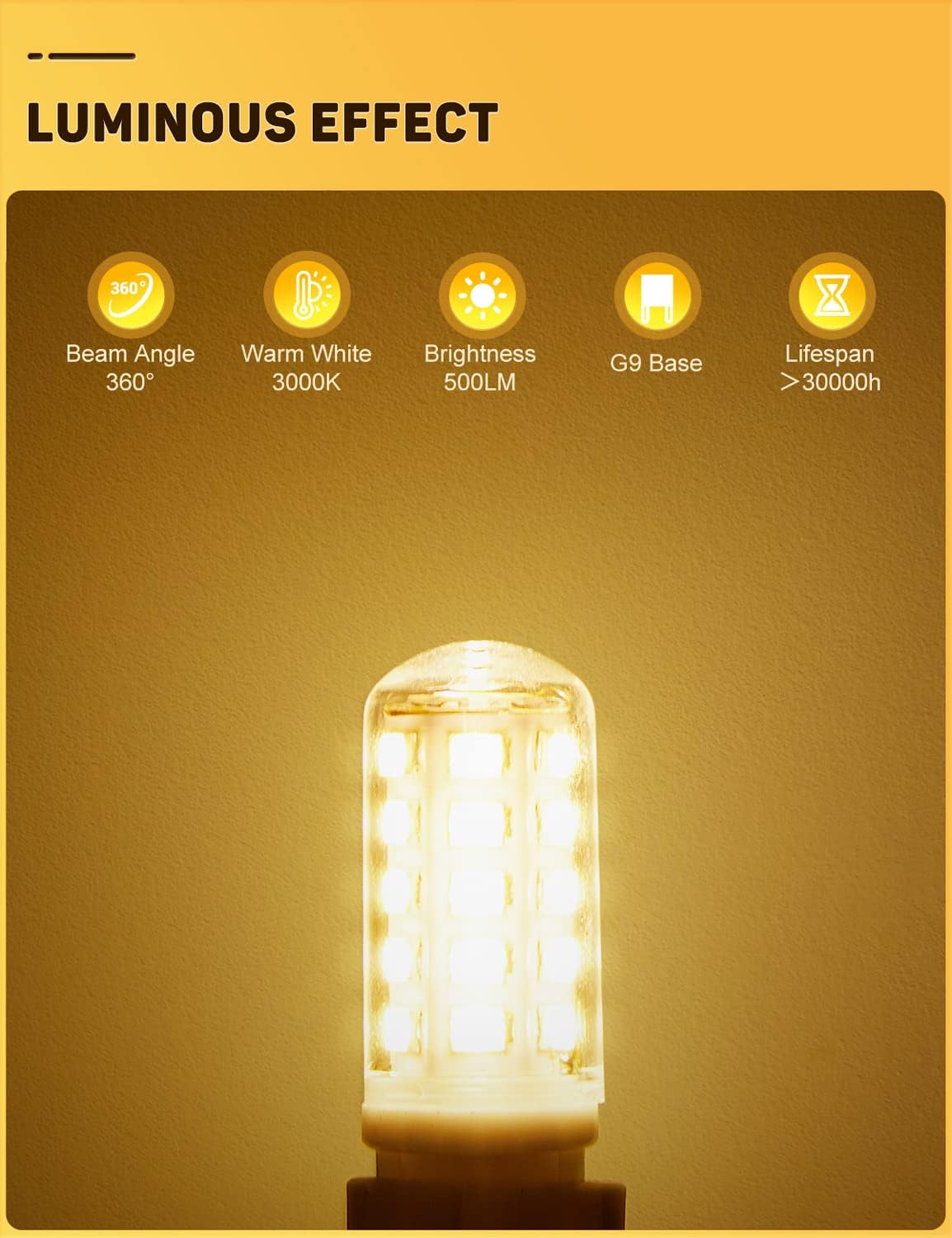 Thumbnail 5 de QNUJN G9 LED Bulbs Warm White, 5W, 500LM, 3000K — 5 Pack