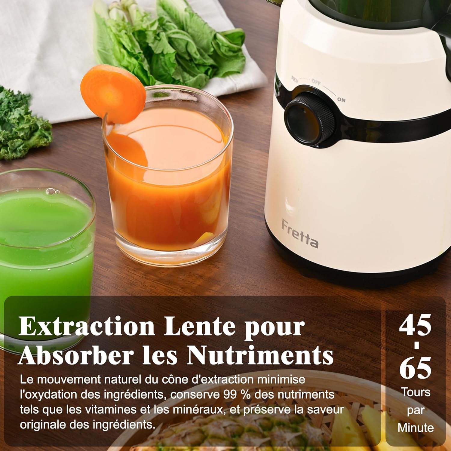 Detalle 2 de Fretta Extracteur de Jus - Grand Ø108 mm, 1 L, Pressage à Froid, Sans BPA