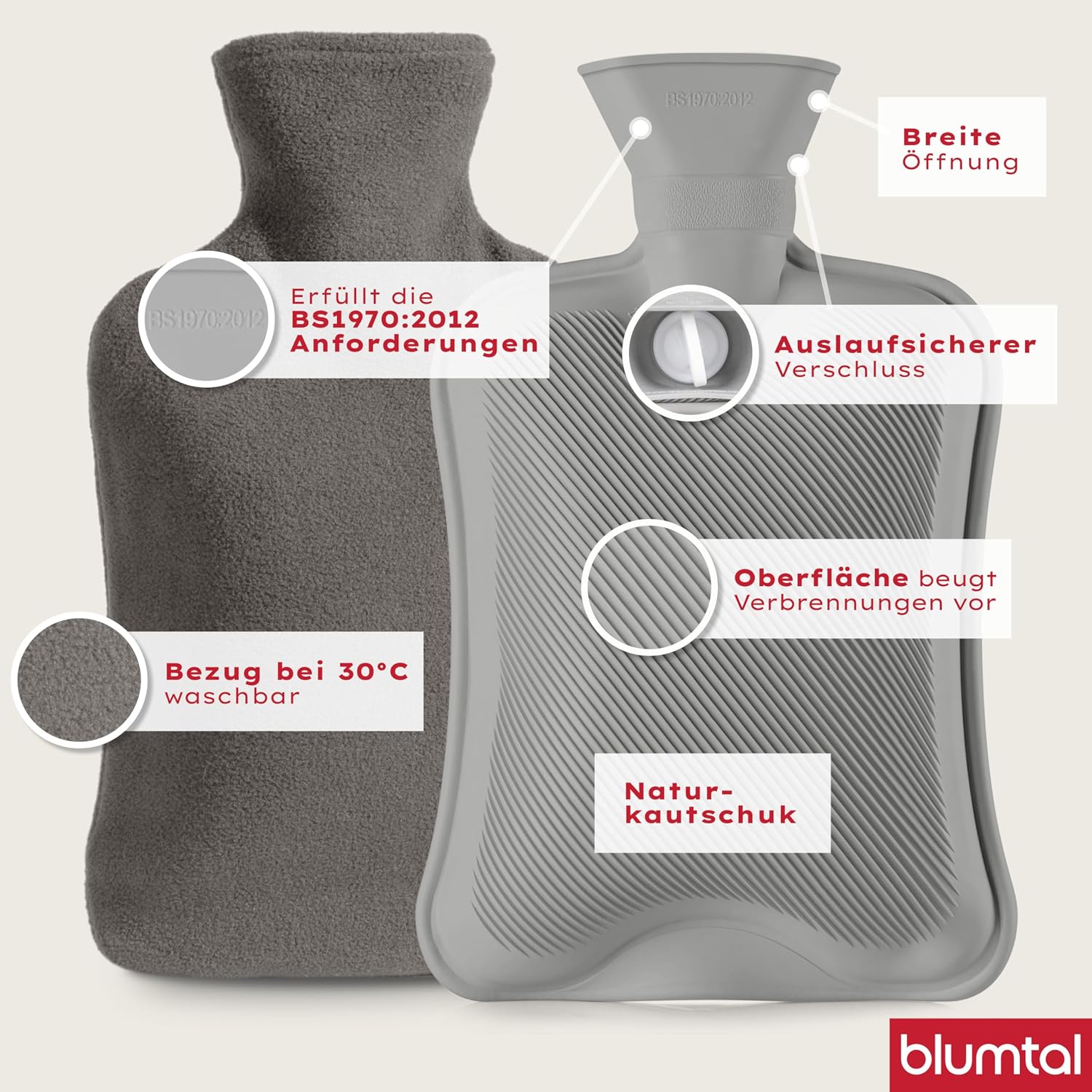 Thumbnail 3 de Blumtal Premium Wärmflasche 1,5 l Wärmflasche