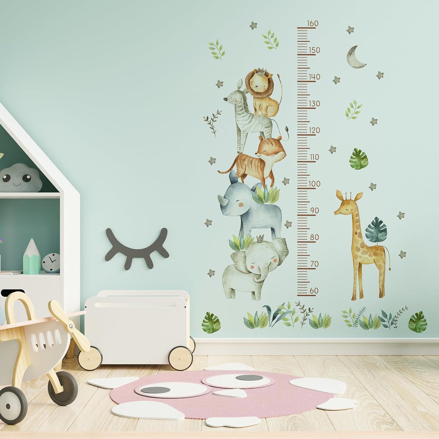 Detalle de Kitnelw dierenmeetlat voor de kinderkamer, 160 cm, pvc