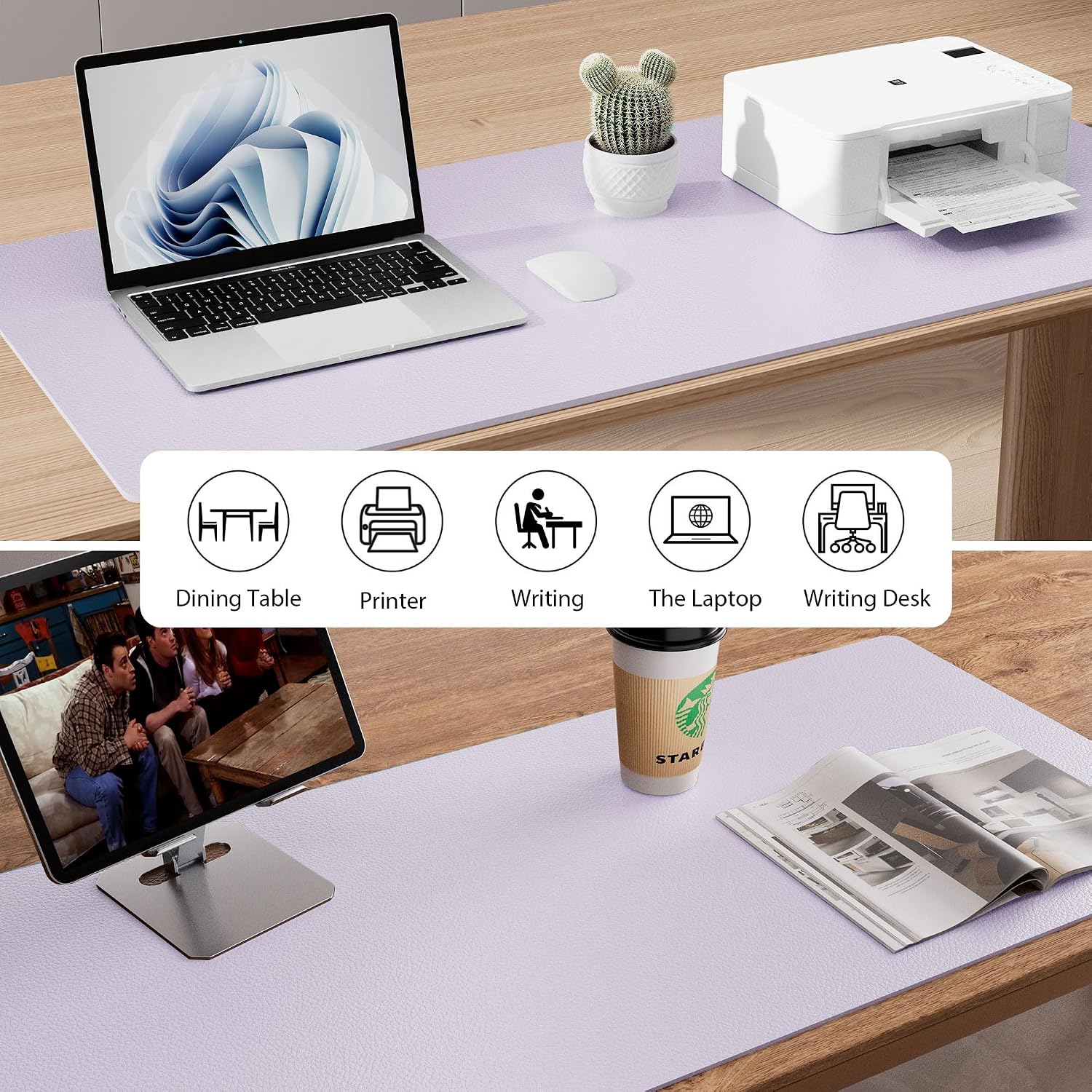 Thumbnail 5 de Aothia Large Synthetic Leather Desk Protector 23.6×13.7 in