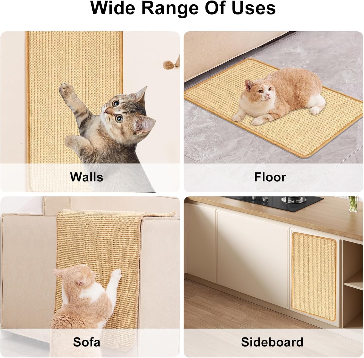 Detalle 2 de 3pk Cat Scratching Mats: Natural Sisal 50 x 25 cm (Beige)