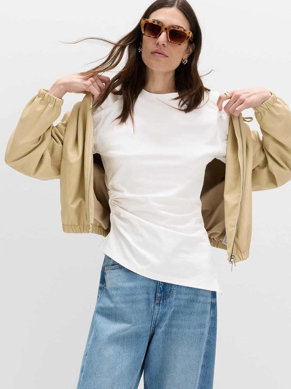 Detalle 2 de Marks & Spencer T-shirt van puur katoen met gevoerde schouders en asymmetrische zoom