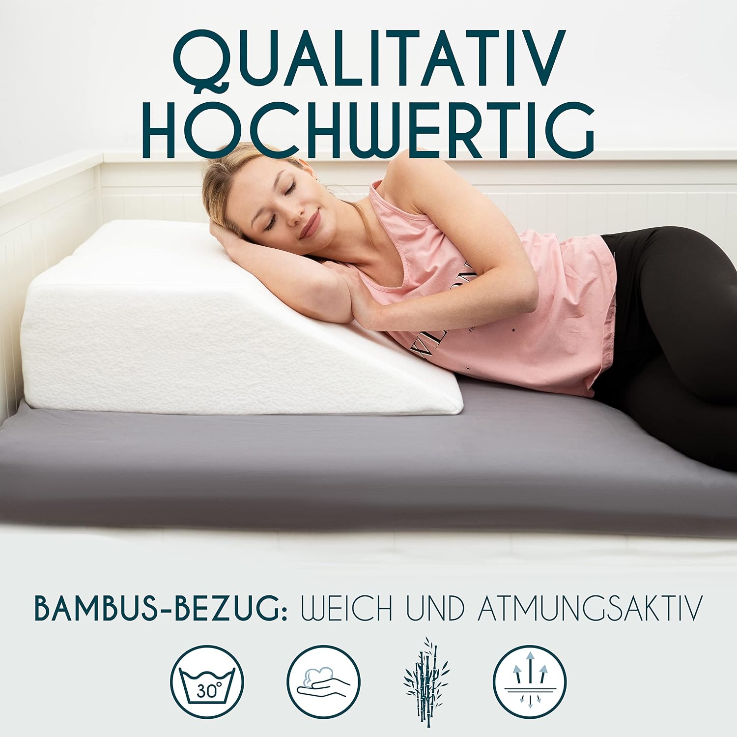 Thumbnail 6 de Dreamzie Ergonomisches Beinhochlagerungskissen 63x52x18 cm – Memory-Schaum, hypoallergen, Waschbar