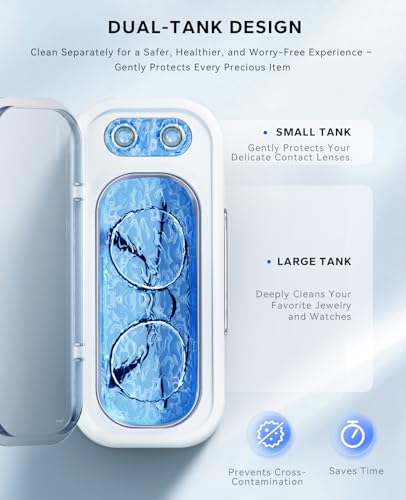 Detalle de SUNPOW Ultrasonic Cleaner Glasses – Dual Frequency Dual Tank (45kHz) for Jewellery & Contact Lenses