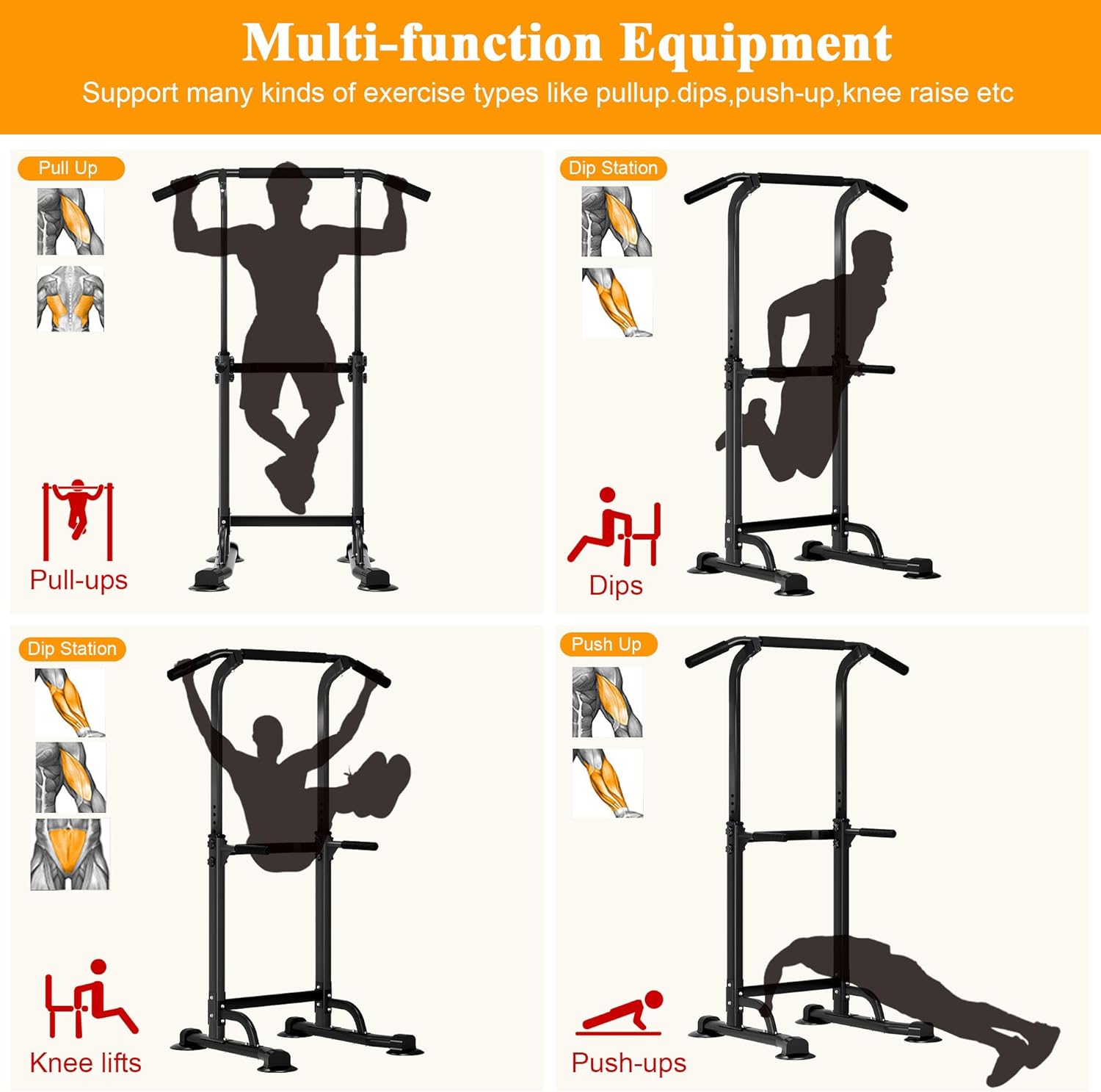 Thumbnail 2 de sogesfurniture Power Tower mit Dip Station & Dip-Barren, höhenverstellbar 165–210 cm