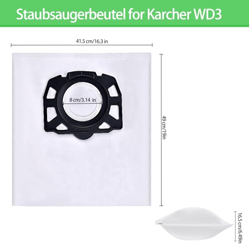 Detalle de Awinker 12 Staubsaugerbeutel + 1 Filter für Kärcher WD3/WD2 – Ersatzteile