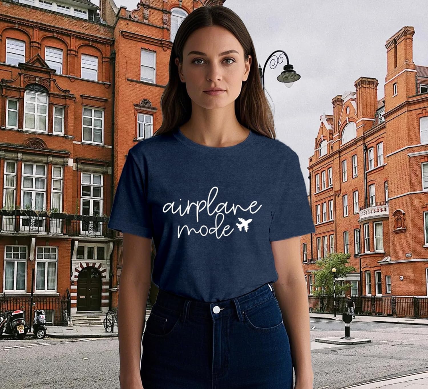 Thumbnail 3 de Qskall women’s travel-themed “Airplane Mode” T-shirt with relaxed fit