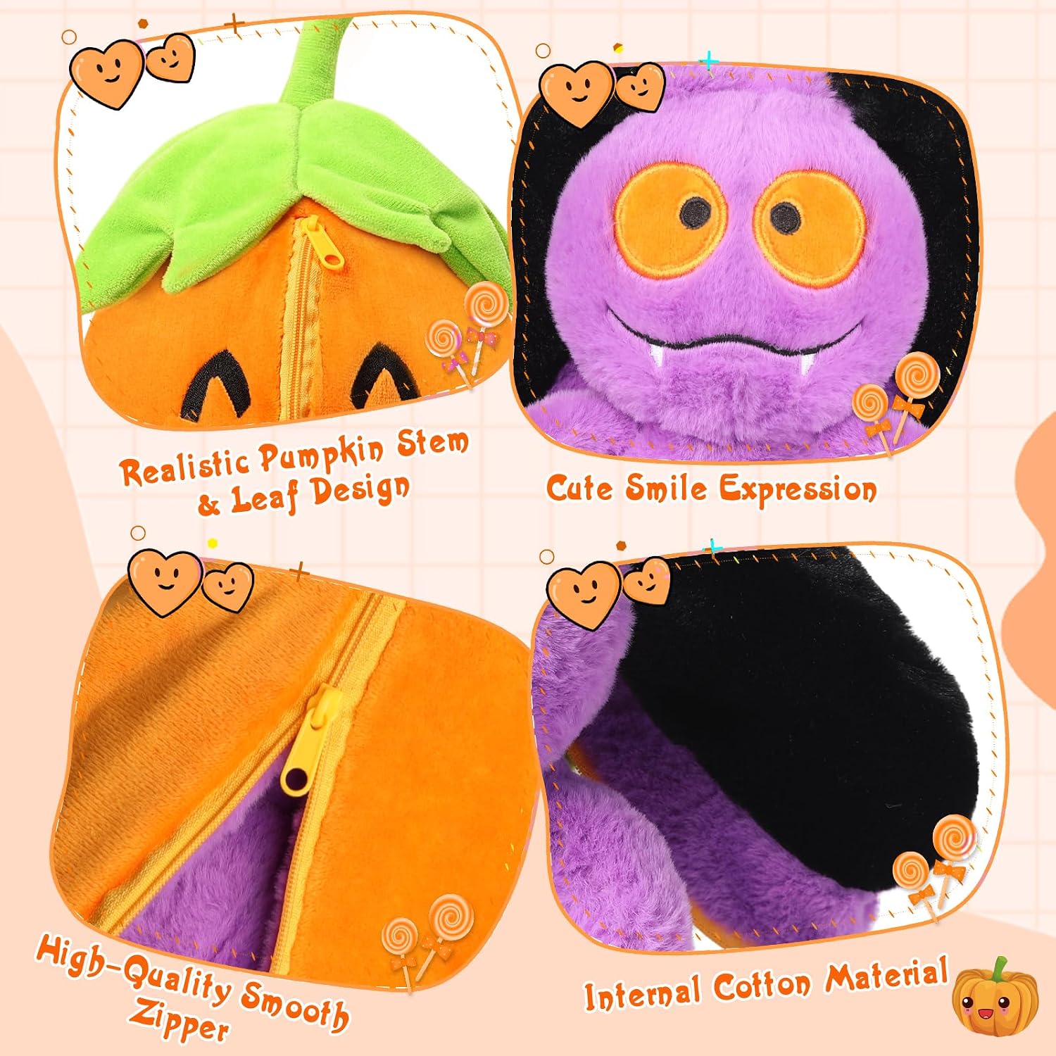 Detalle de MIAODAM Bat Stuffed Animal 11" Reversible Plush 🎃 (bat plush)