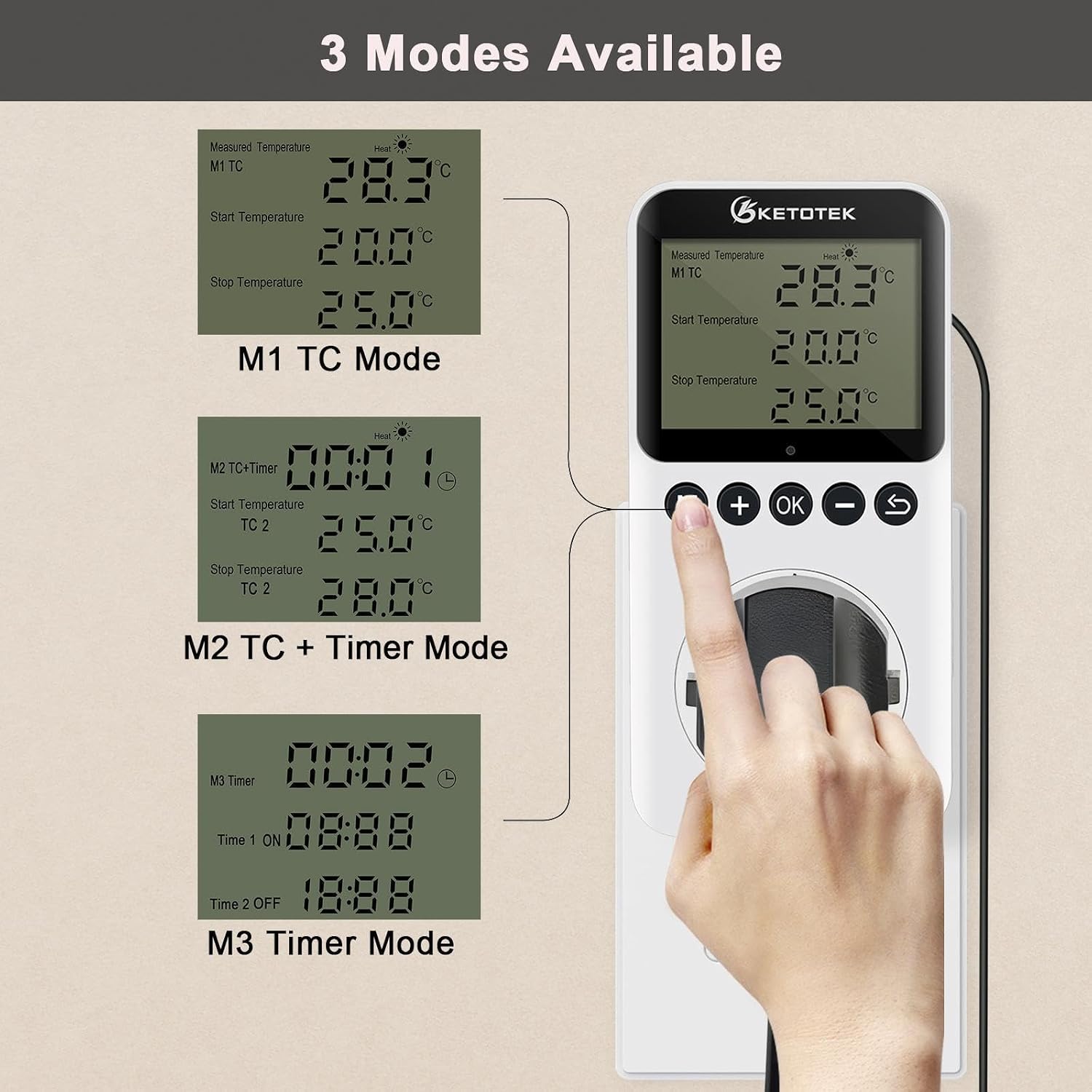 Thumbnail 2 de KETOTEK KT3200PRO Digital Thermostat Plug Socket with Day Night Timer
