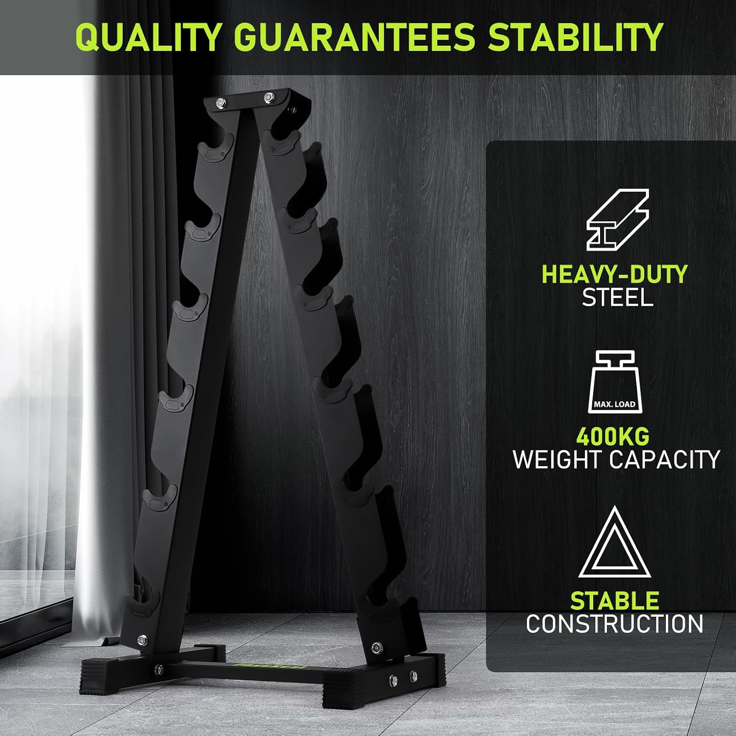 Detalle de PhysKcal Heavy Duty Steel Dumbbell Rack (3/5/6-Tier) for Home Gym Storage