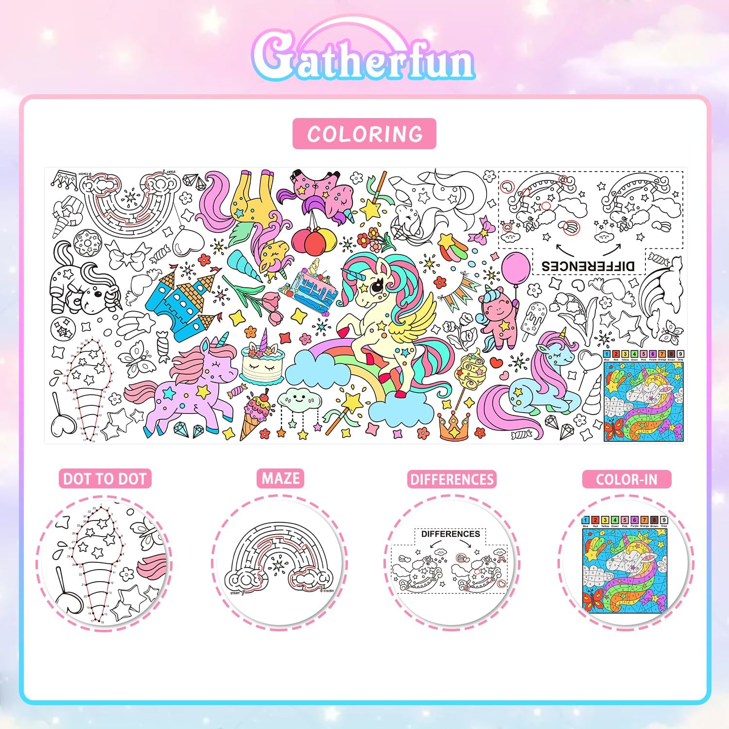 Thumbnail 1 de Gatherfun Unicorns Giant Coloring Poster 31.5x72