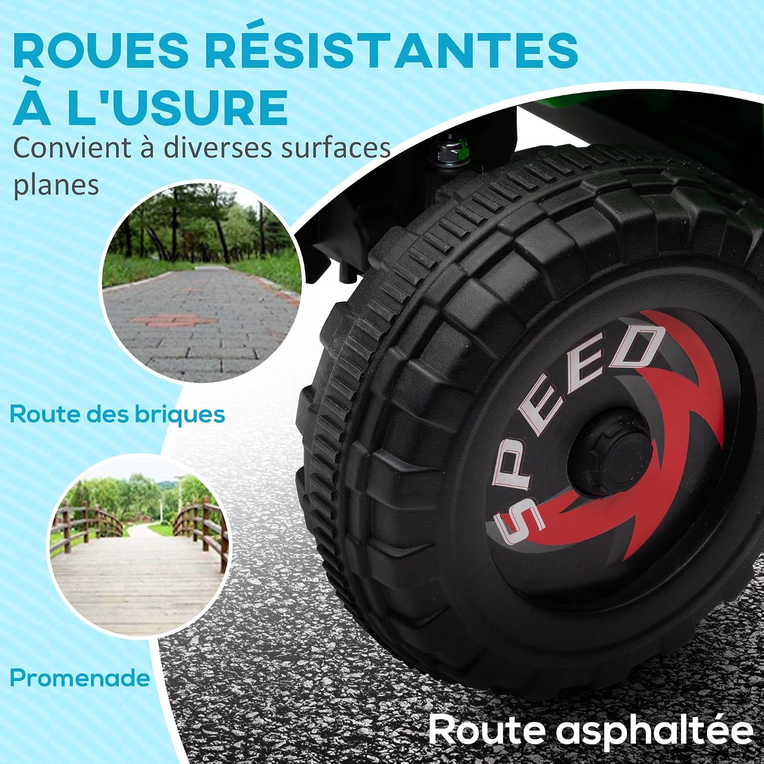 Thumbnail 3 de HOMCOM 370-278V90GN elektrische kinderquad, 6 V, groen, vooruit en achteruit