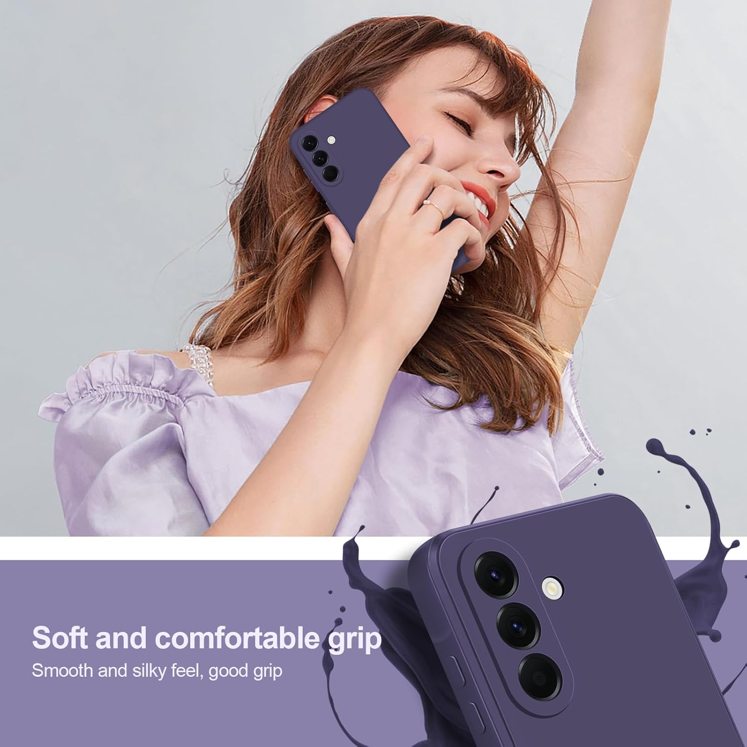 Detalle de Btstring Hülle für Samsung Galaxy A56 – Hochwertiges Silikon Case mit Seidig-Weichem Griff (Lila)