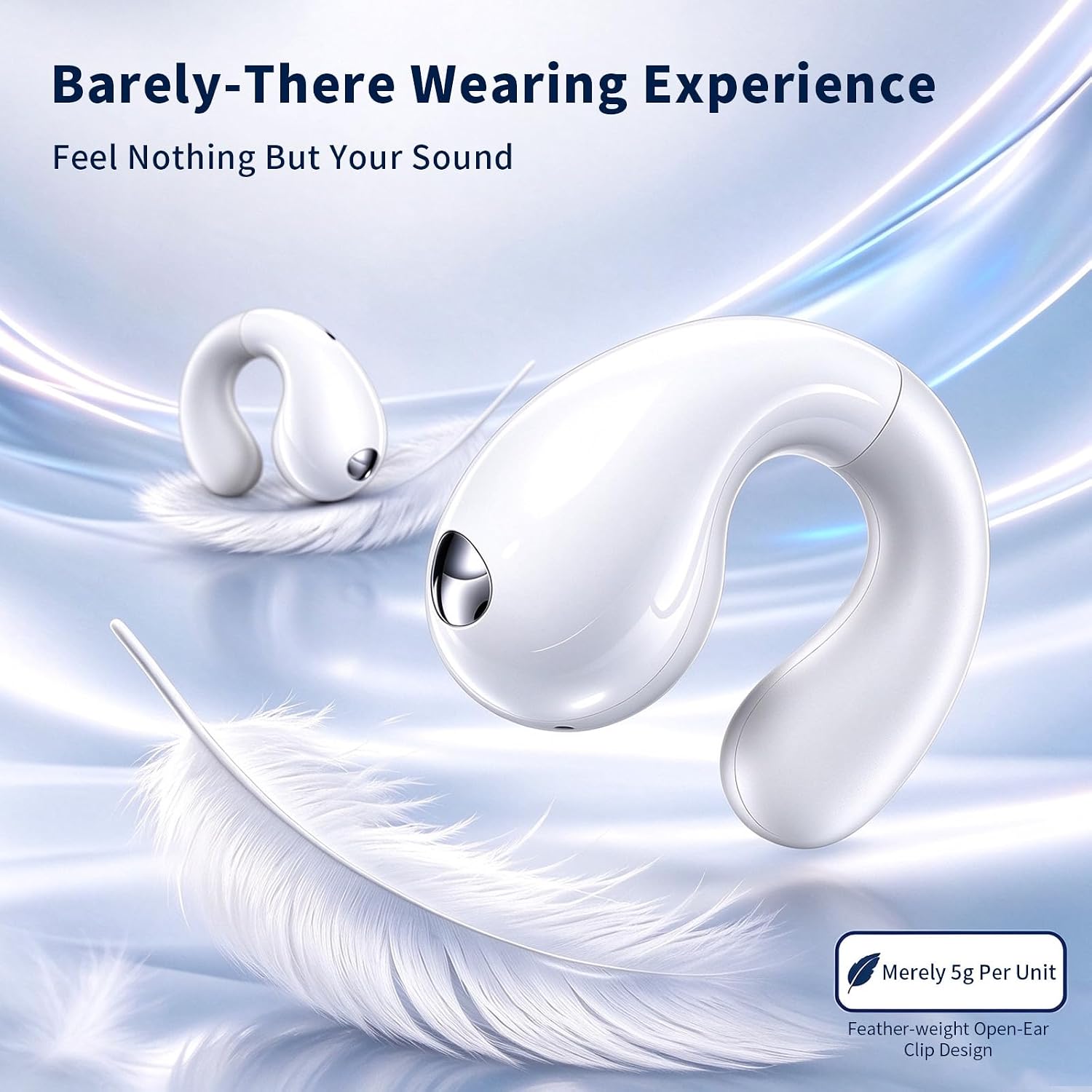 Detalle 2 de Xoruezls S19-WT01 Open-Ear Clip-On Earbuds, 50-Hour Playtime, LED Display