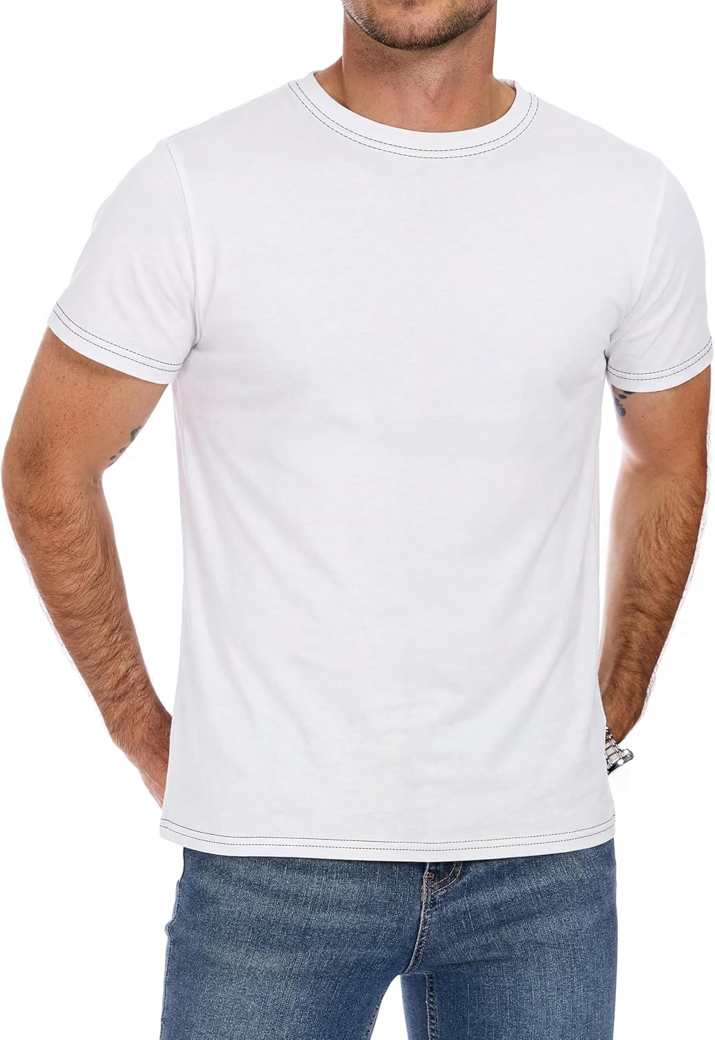 Detalle de Enjyam Men’s 100% Cotton Crew Neck T-Shirts – Classic Short Sleeve Top