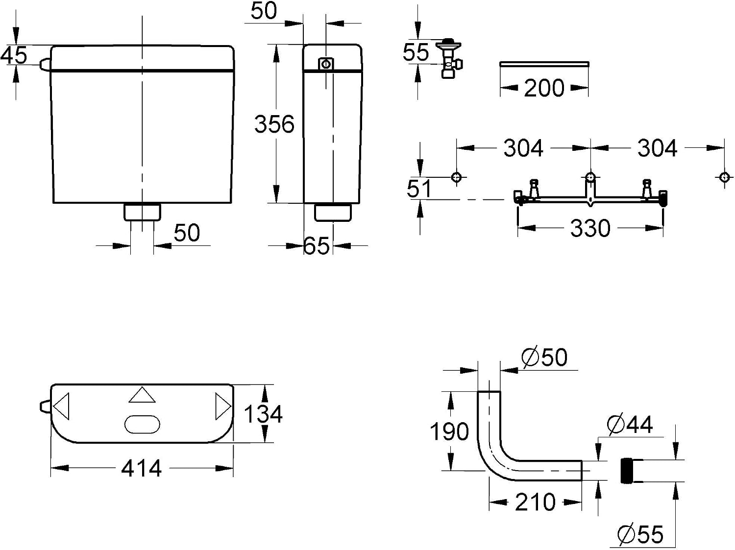 Detalle de GROHE Cassetta di Sciacquo per WC, Bianco 37406SH0 – Start/Stop, 6/9 L, silenziosa, isolamento termico