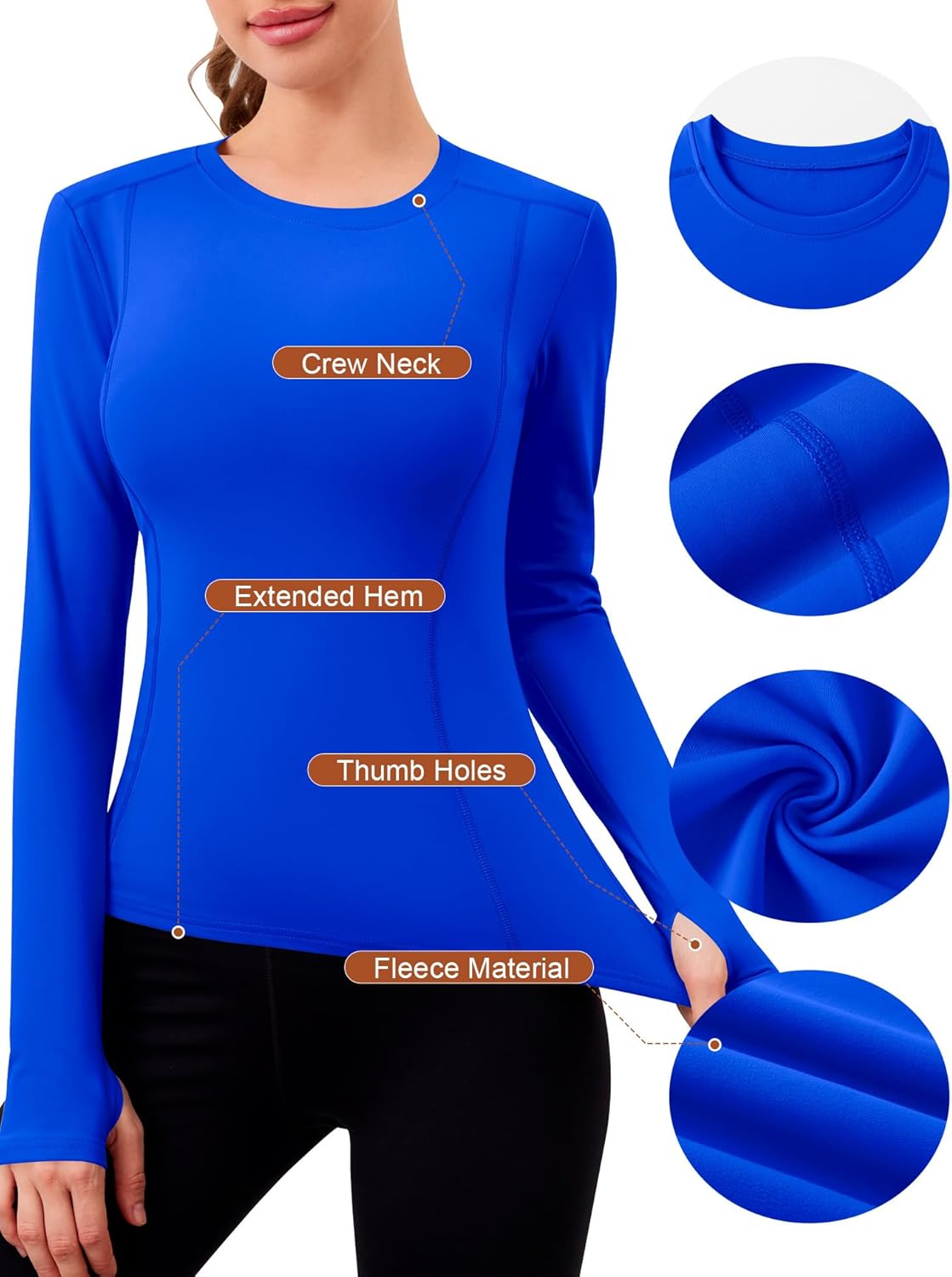 Thumbnail 2 de IECCP Women’s Thermal Sports Running Top (Long Sleeve Fleece Base Layer with Thumb Holes)