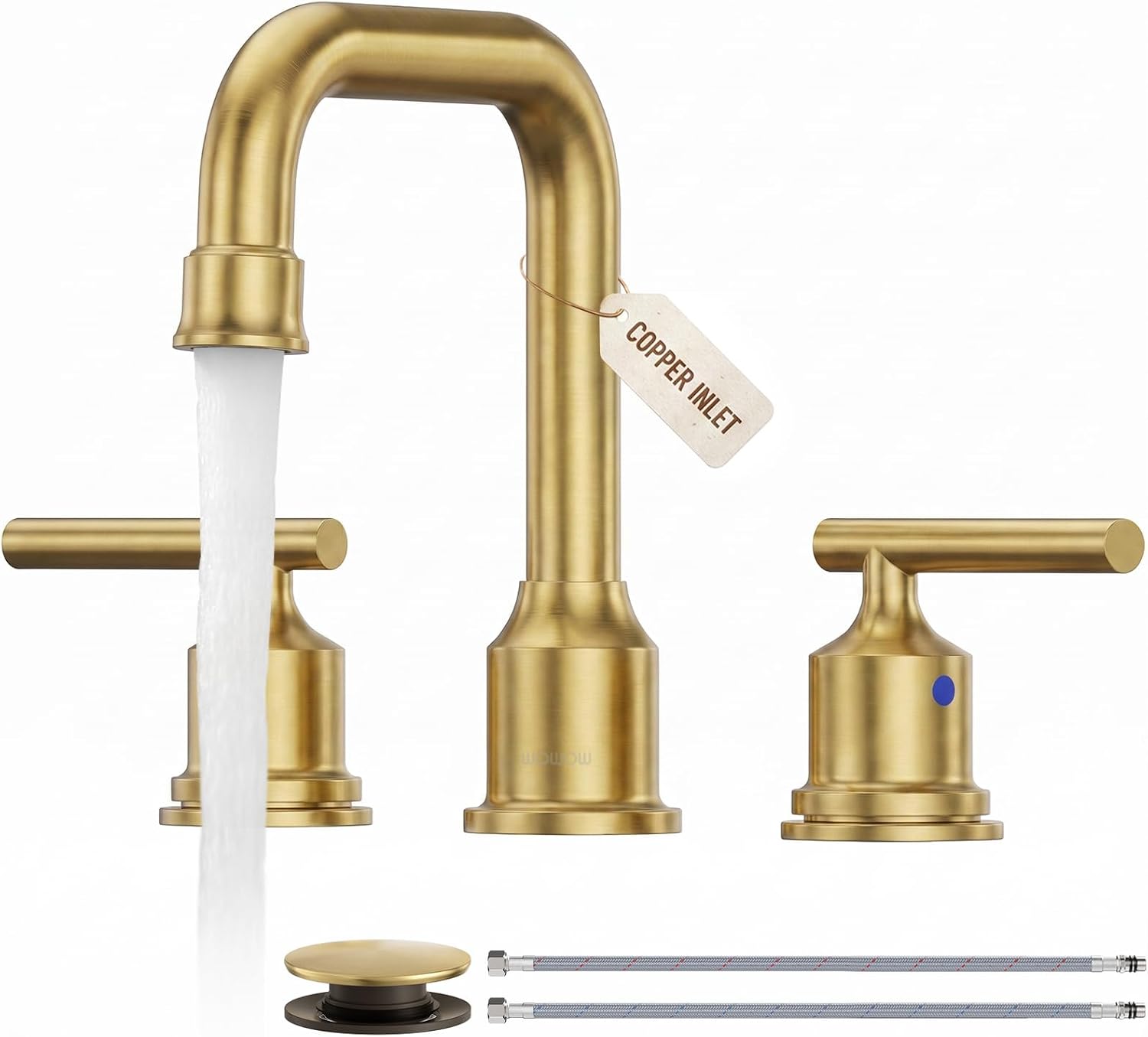 Detalle de WOWOW 2320300G-AMUS Widespread Bathroom Faucet, Brushed Gold, Swivel Spout