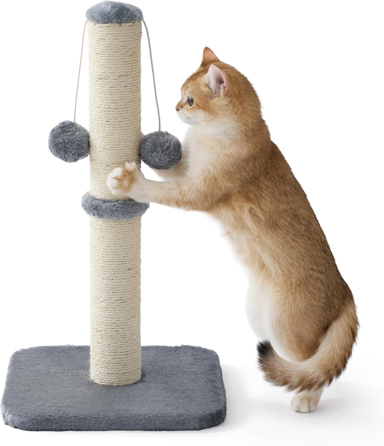 Detalle de Lesure Cat Scratching Post Indoor – 30x30x57cm Tall Sisal Scratch Post with Hanging Toy Ball