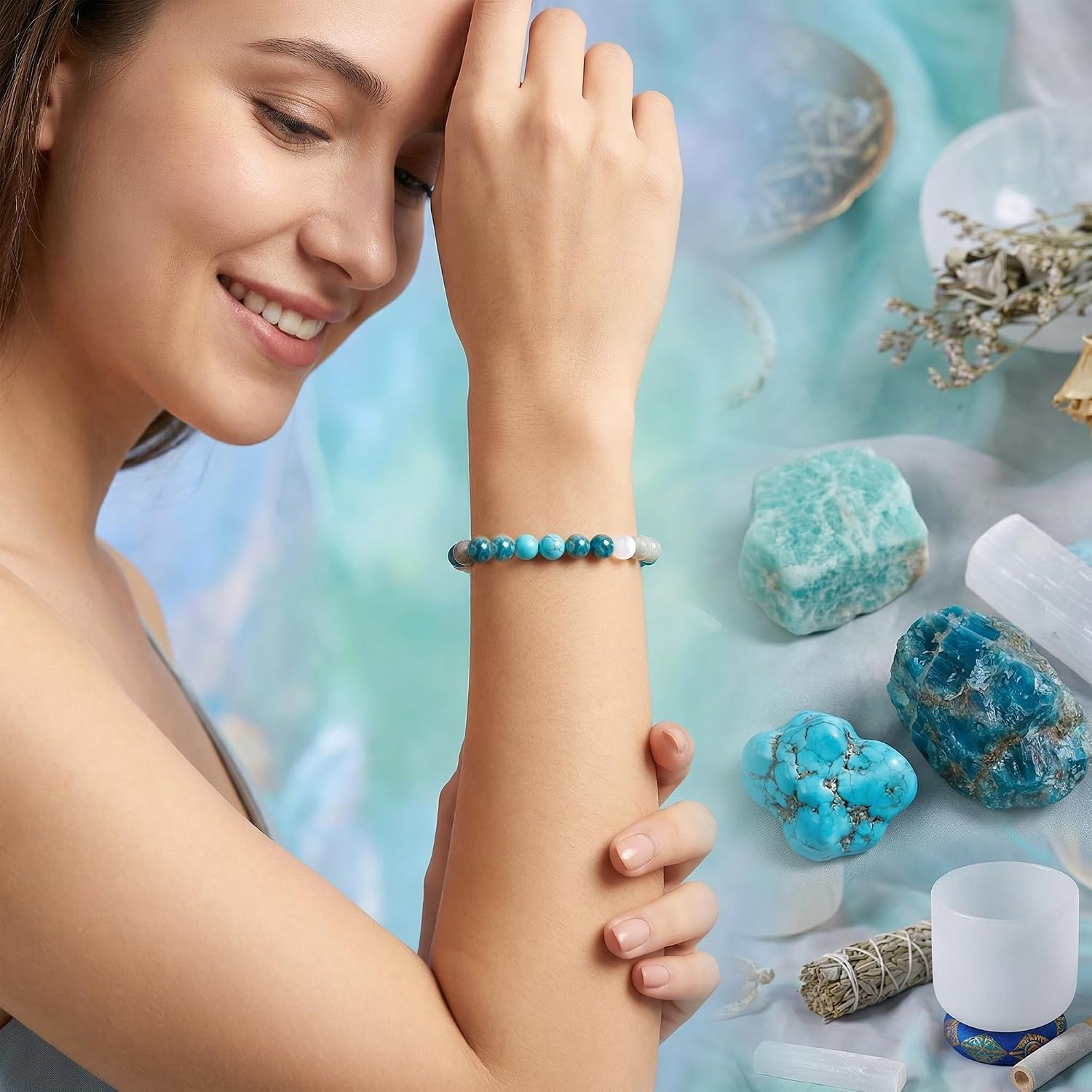 Detalle de Bivei Armband Stärkendes Kristall Heilungsarmband 8MM – Dehnbares Elastisches Perlenarmband für Damen & Herren