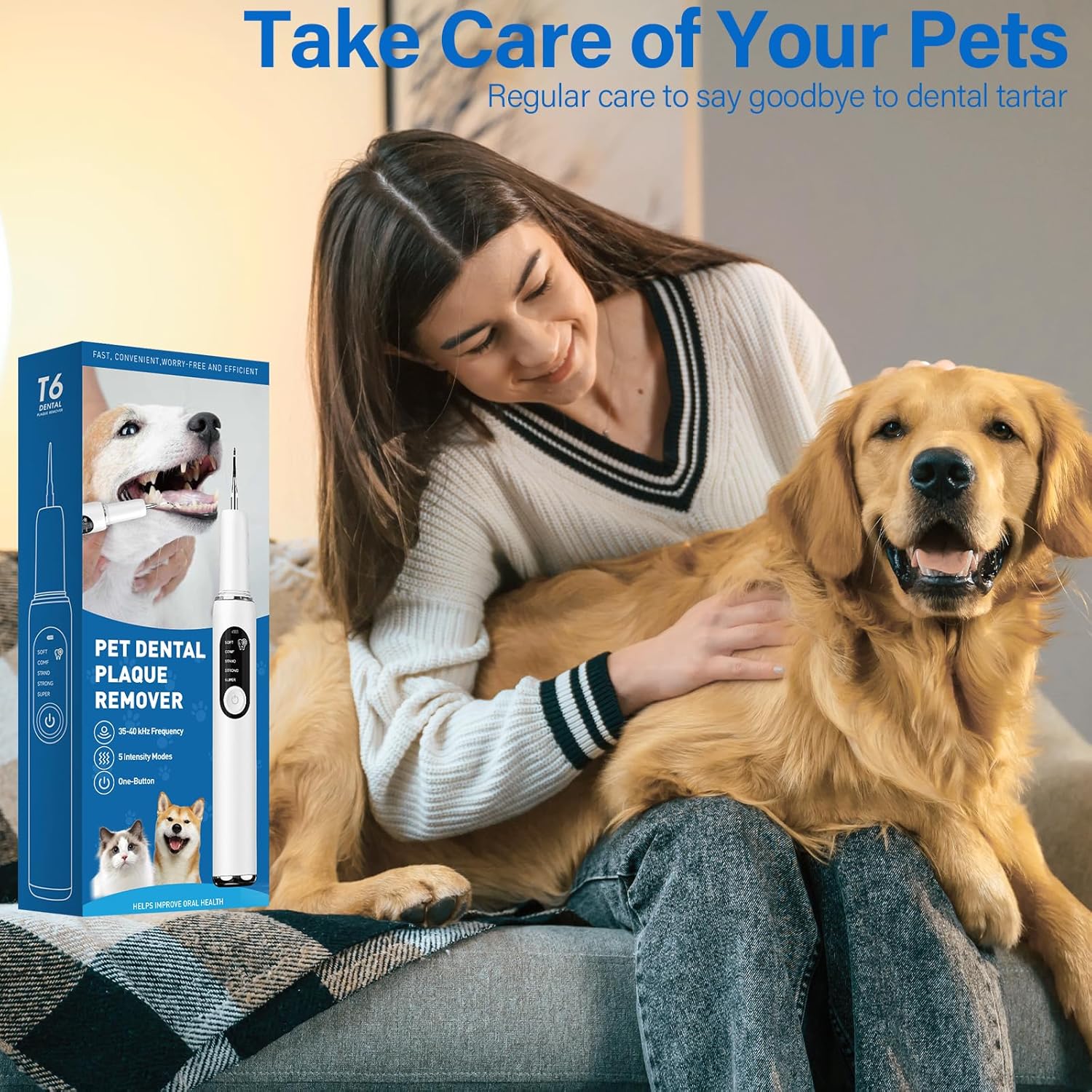 Thumbnail 6 de Collazoey Kit Pulizia Denti per Cani e Gatti con spazzolino a ultrasuoni 5 modalità e LED